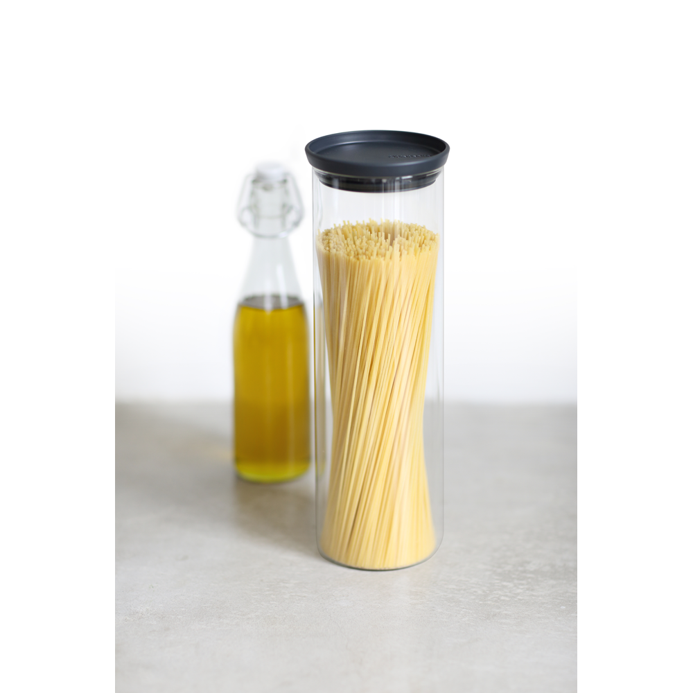 Brabantia Stackable Glass Jar - 1.9L Dark Grey