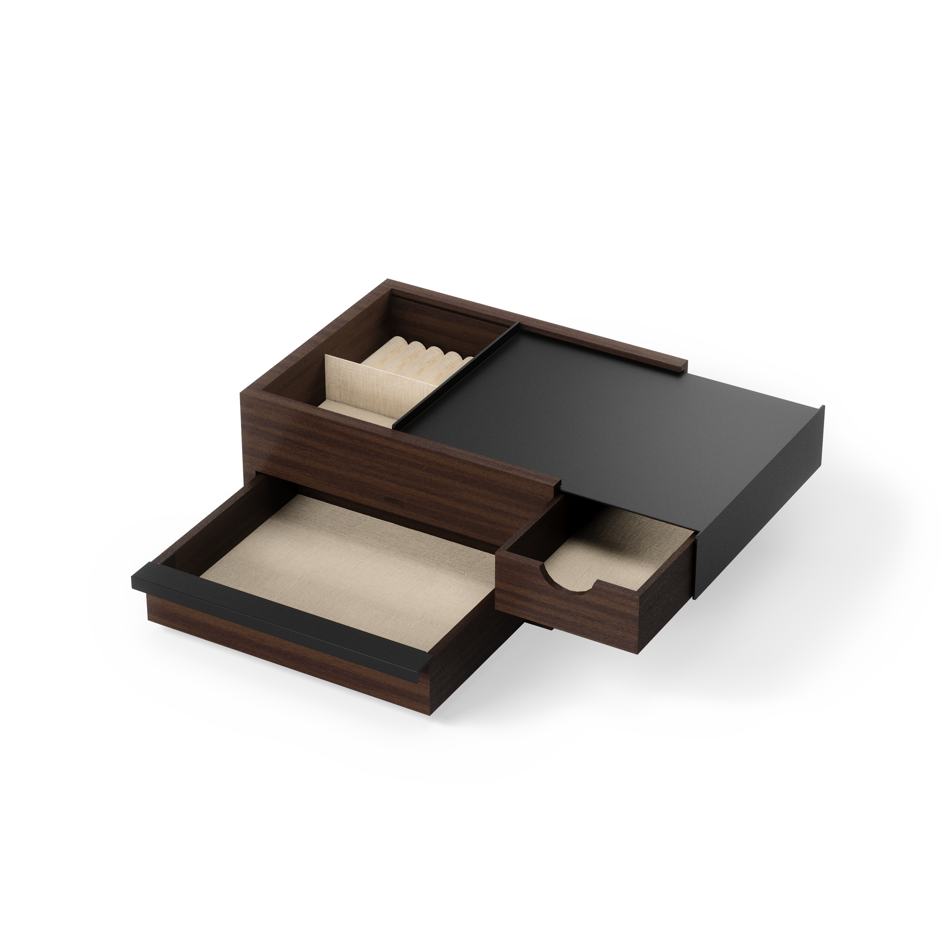 Stowit Jewelry Box - Black/Walnut Jewelry Storage UMBRA