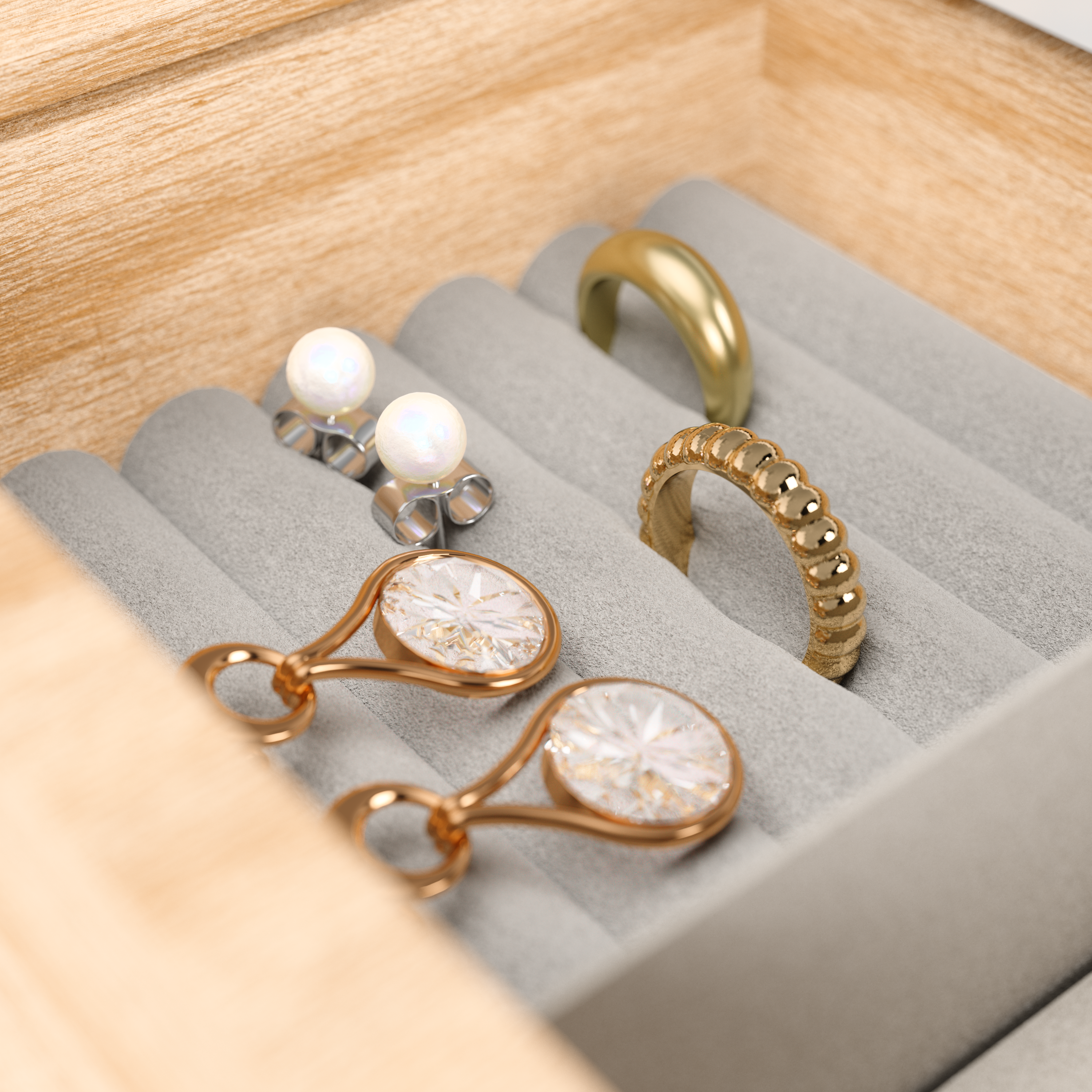 Stowit Jewelry Box - White/Natural Jewelry Storage UMBRA