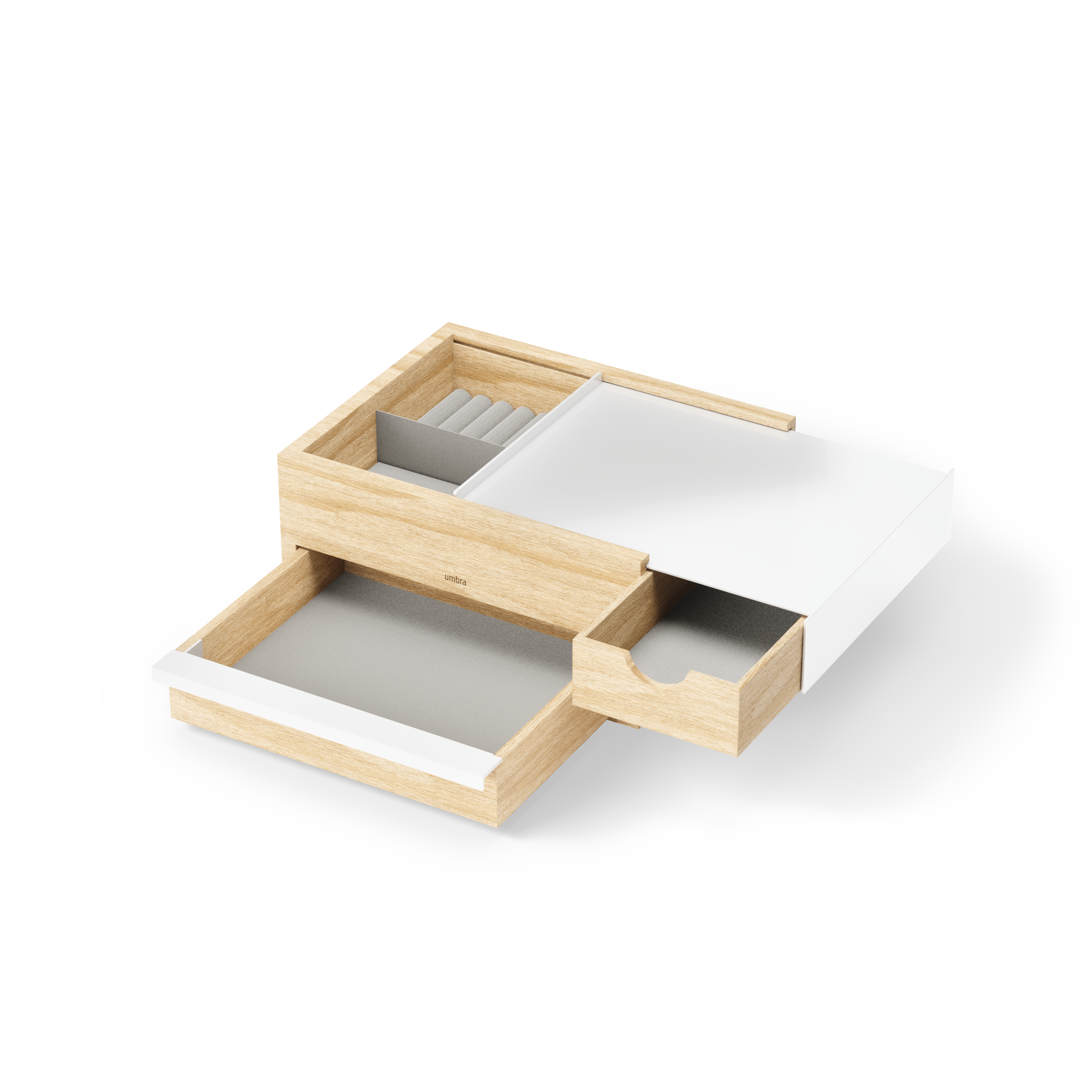 Stowit Jewelry Box - White/Natural Jewelry Storage UMBRA