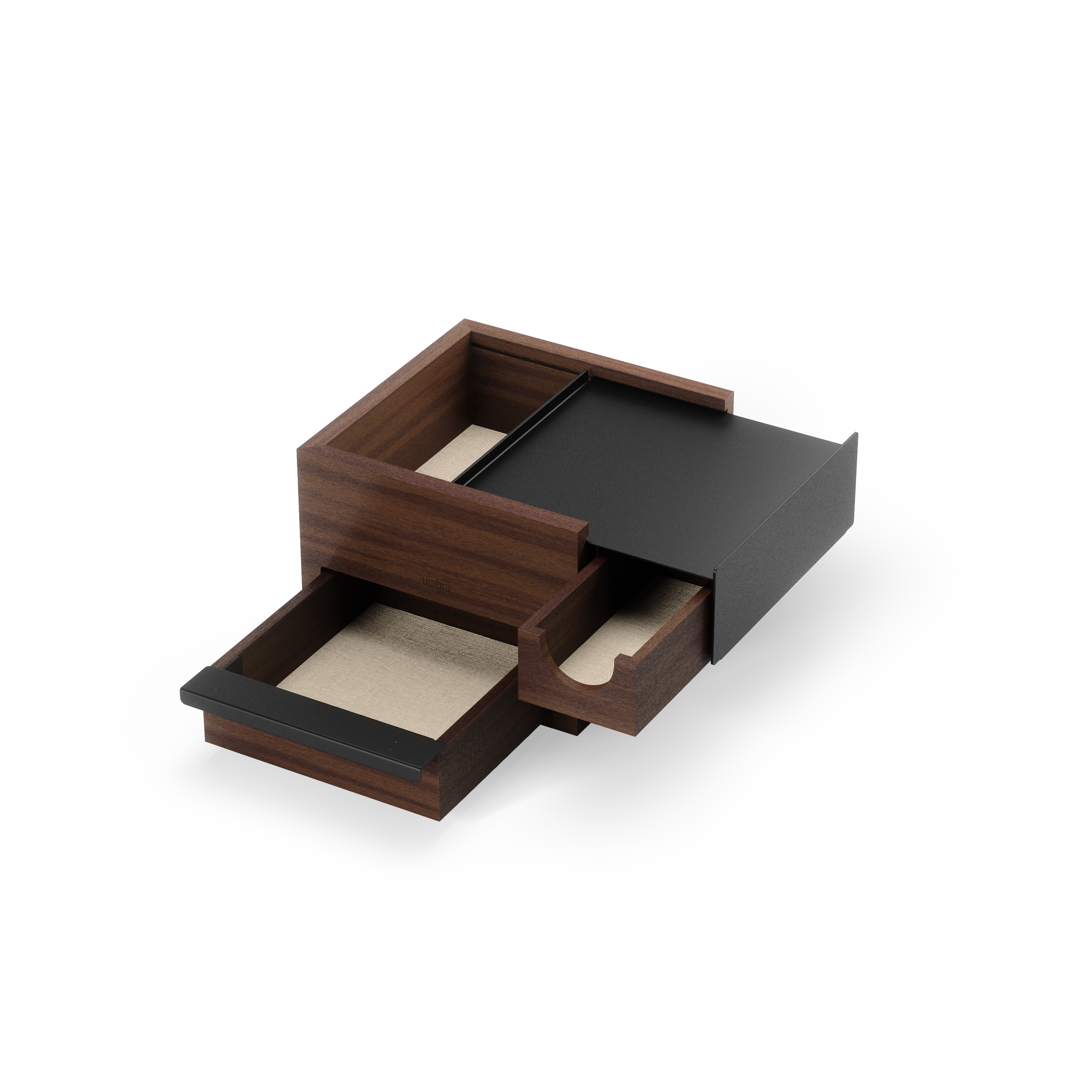 Stowit Mini Jewelry Box - Black/Walnut Jewelry Storage UMBRA