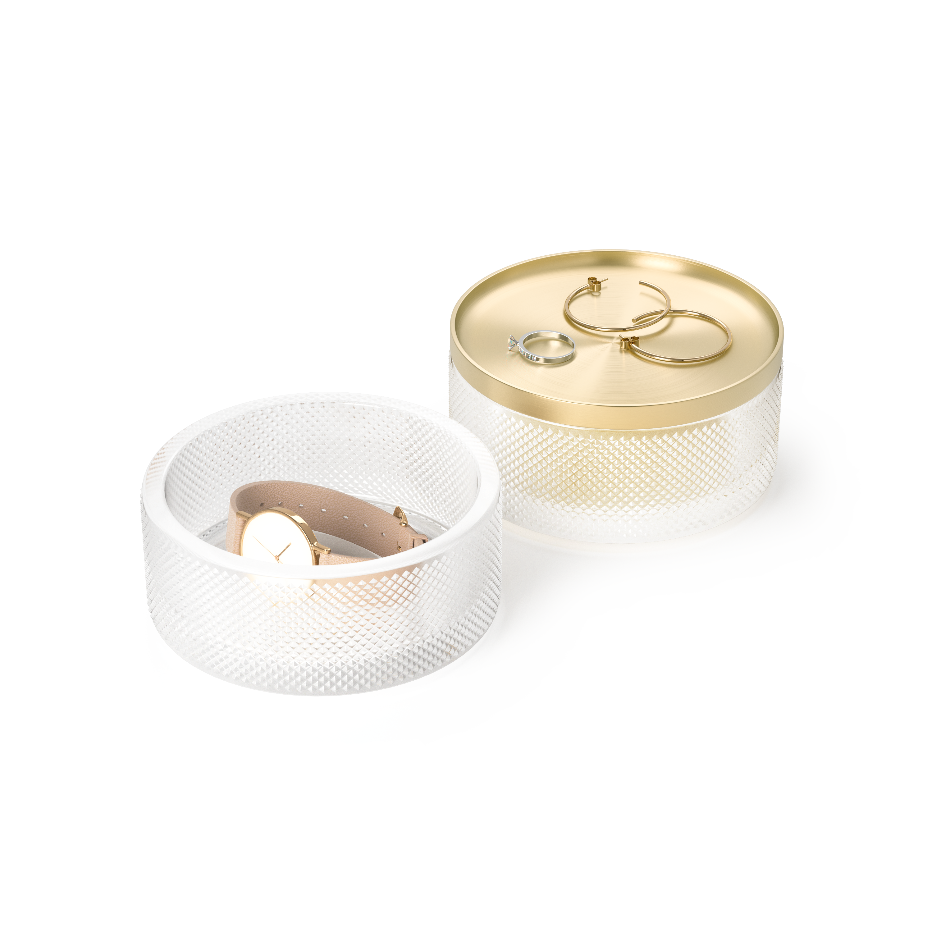 Tesora Storage Box Glass - Clear/Brass Jewelry Storage UMBRA