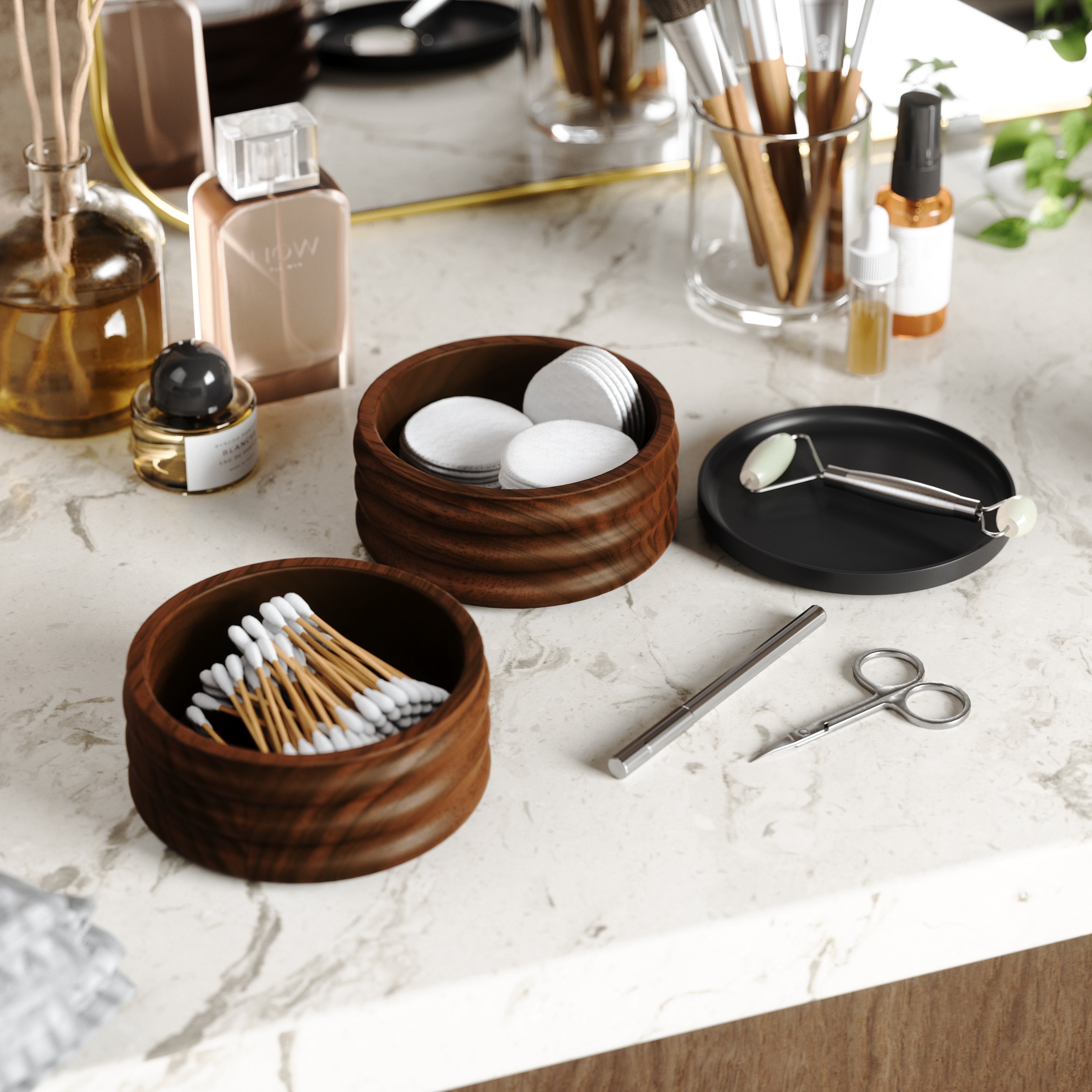 Tesora Wood Storage Box - Black/Walnut Jewelry Storage UMBRA
