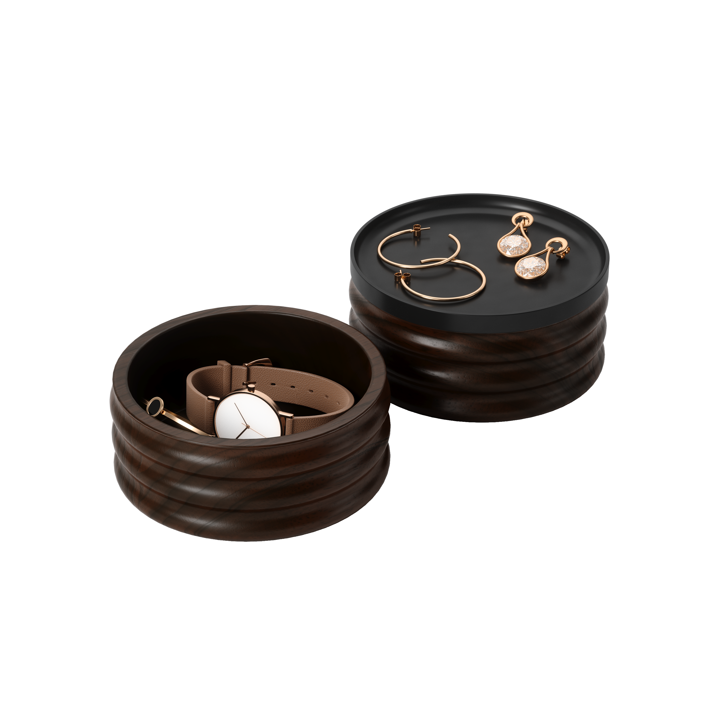 Tesora Wood Storage Box - Black/Walnut Jewelry Storage UMBRA