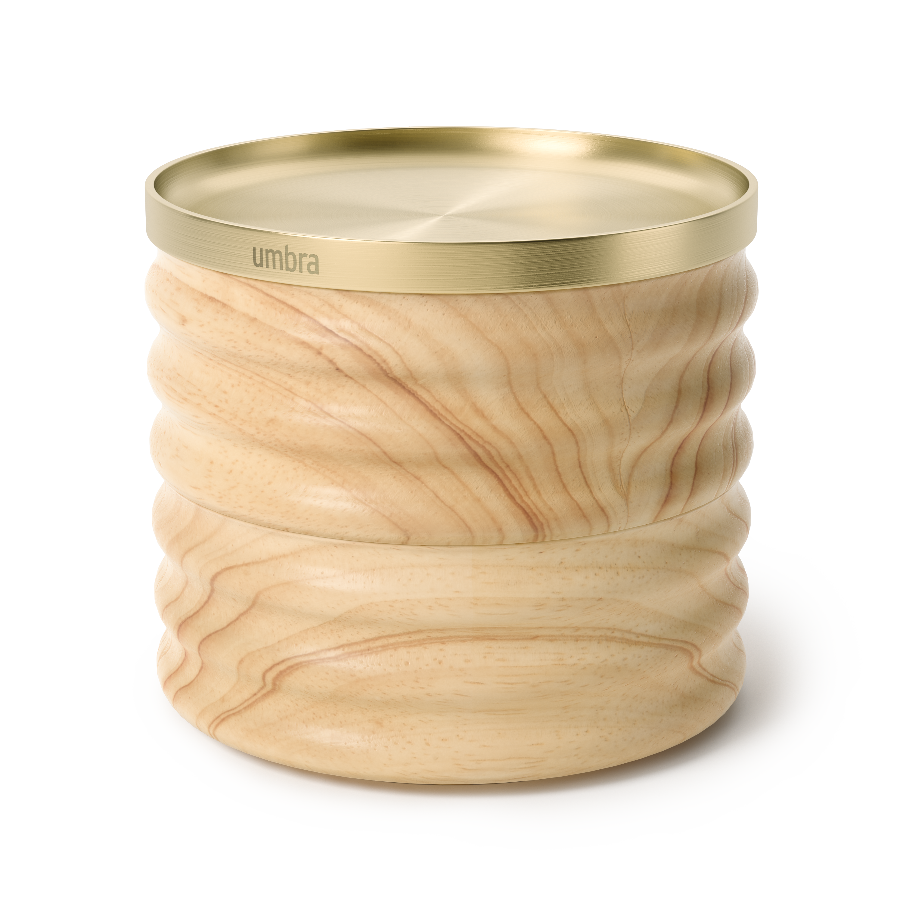 Tesora Wood Storage Box - Natural/Brass Jewelry Storage UMBRA