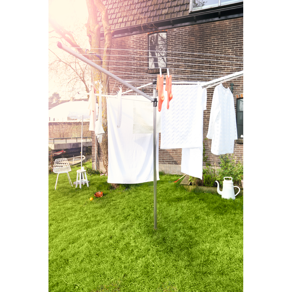 Brabantia Topspinner Clothesline with Metal Ground Spike - 60m Metallic Grey