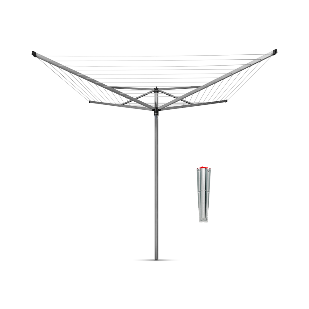 Brabantia Topspinner Clothesline with Metal Ground Spike - 60m Metallic Grey
