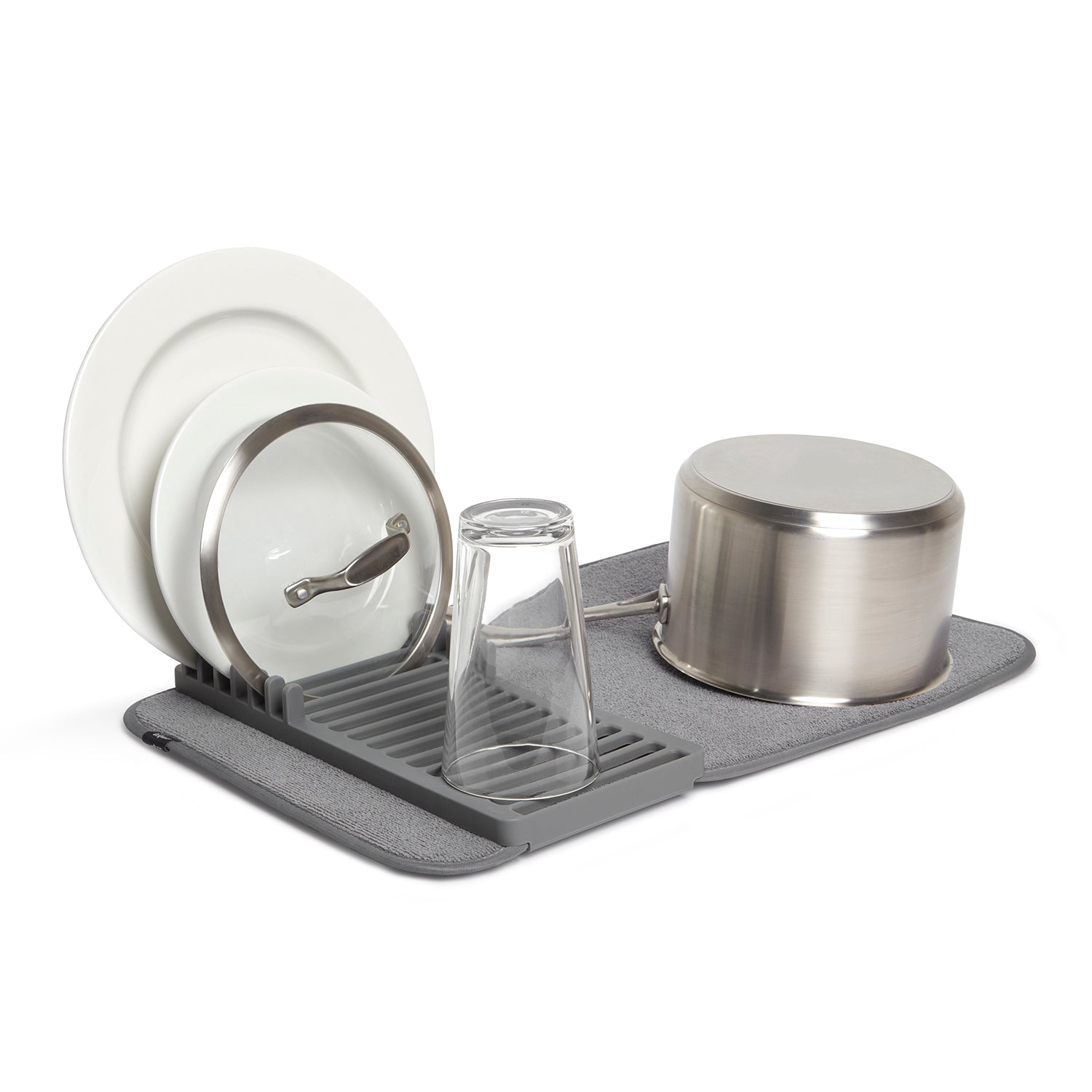 Udry Mini Drying Rack & Drying Mat, Charcoal Dish Rack UMBRA