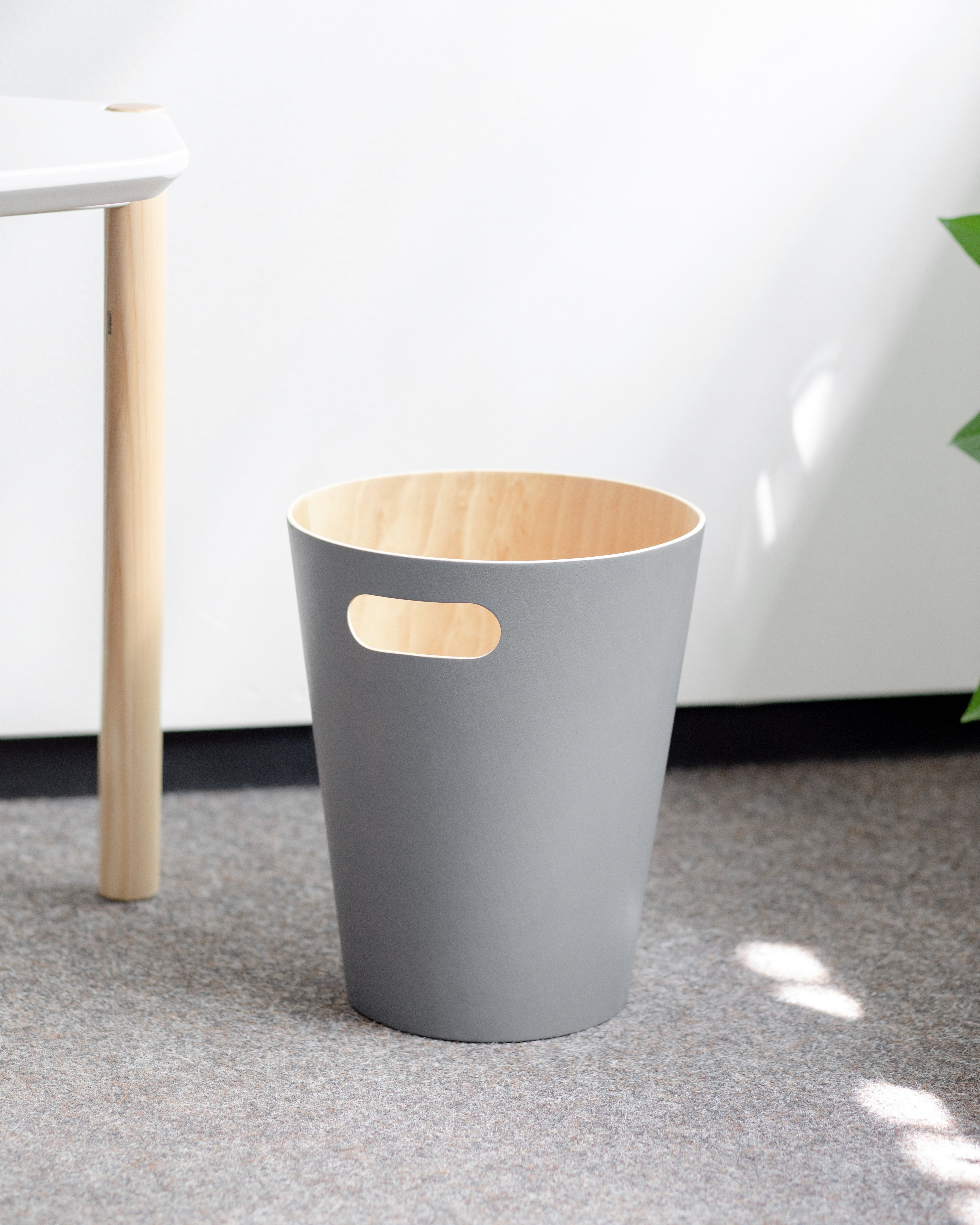 Woodrow Trash Can - Grey Open Top Bin UMBRA