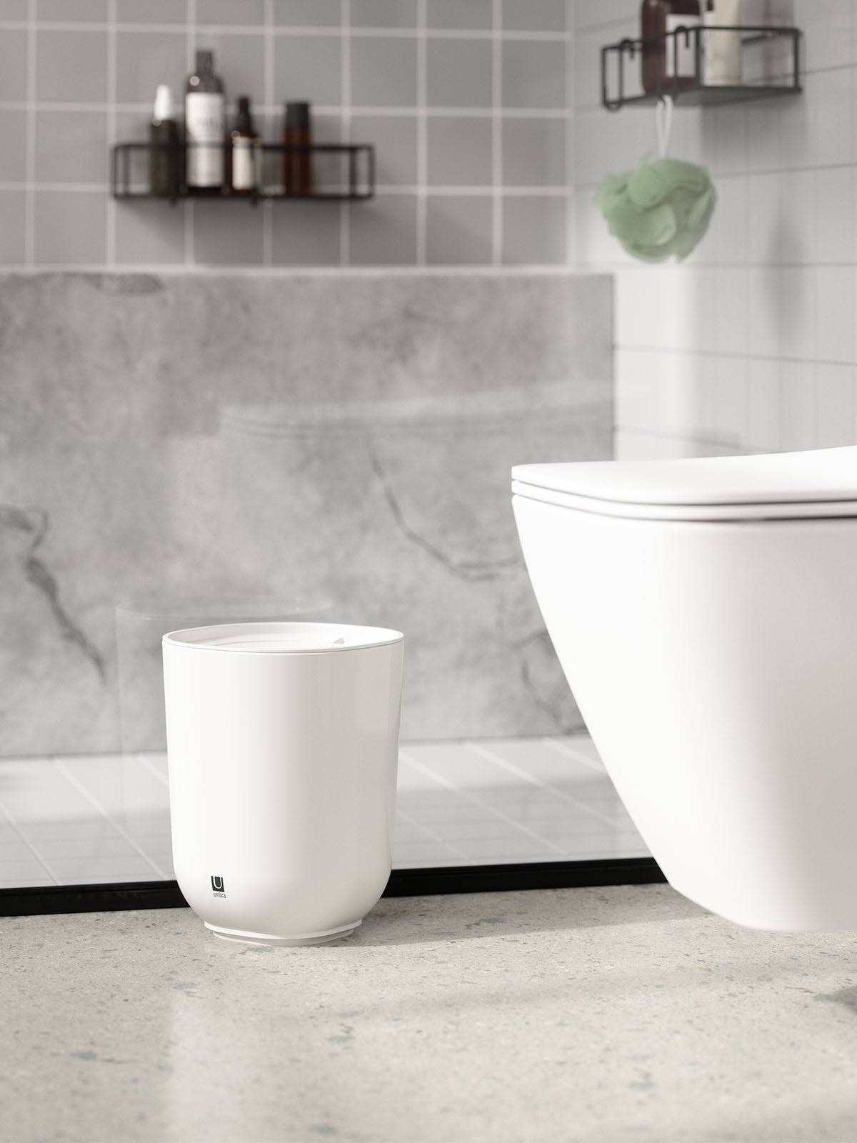 Umbra Step Waste Can With Lid - White