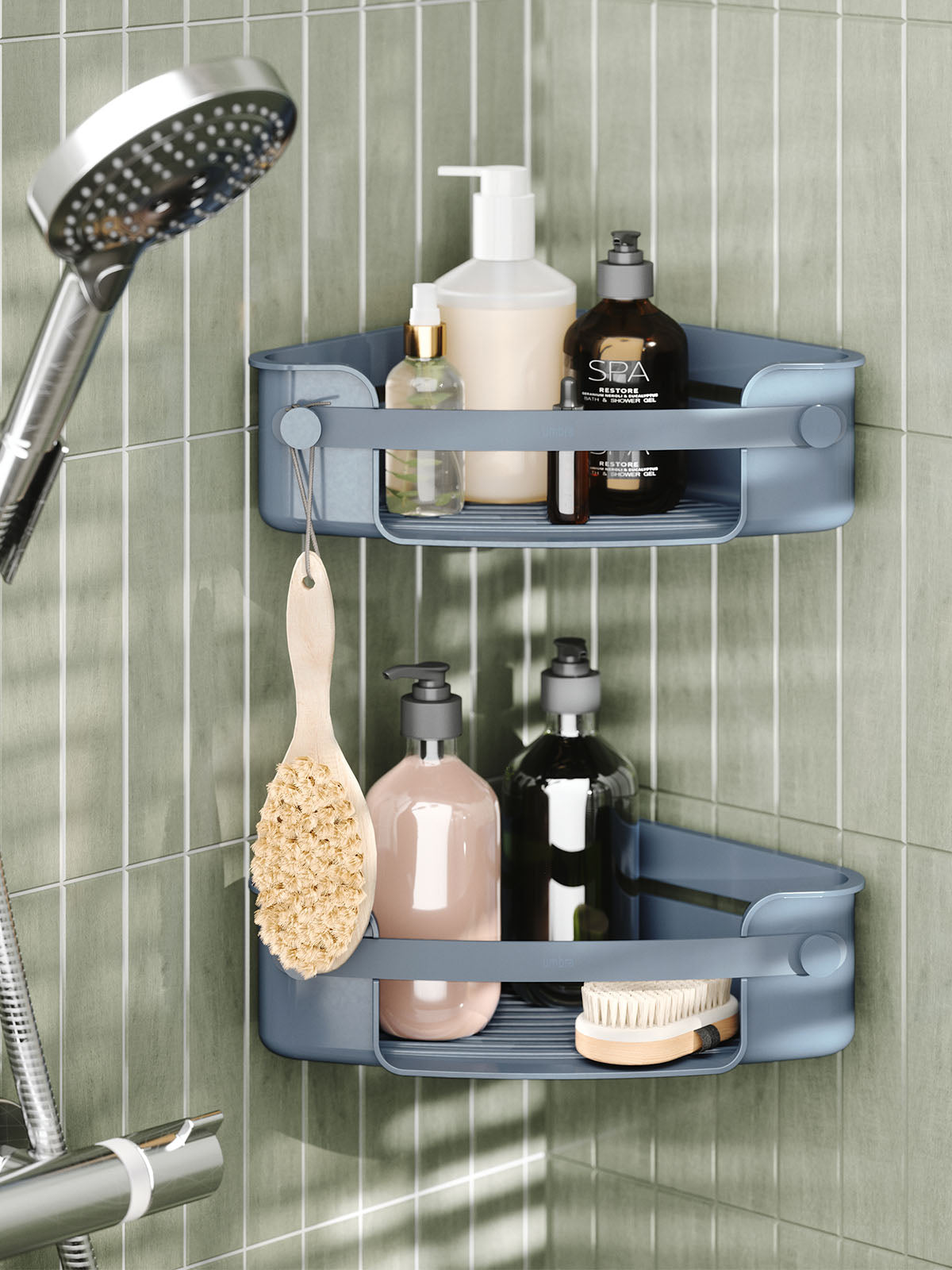 Umbra Flex Adhesive Corner Bin - Slate Blue