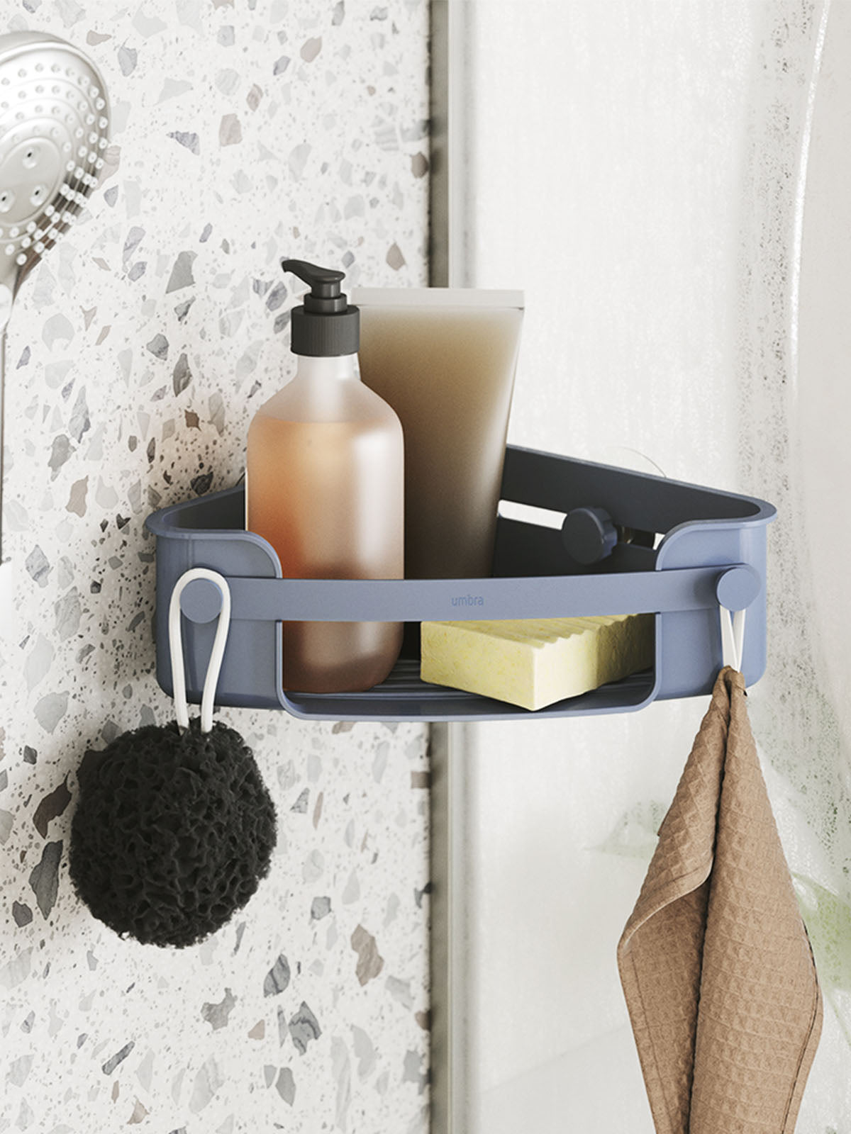 Umbra Flex Adhesive Corner Bin - Slate Blue