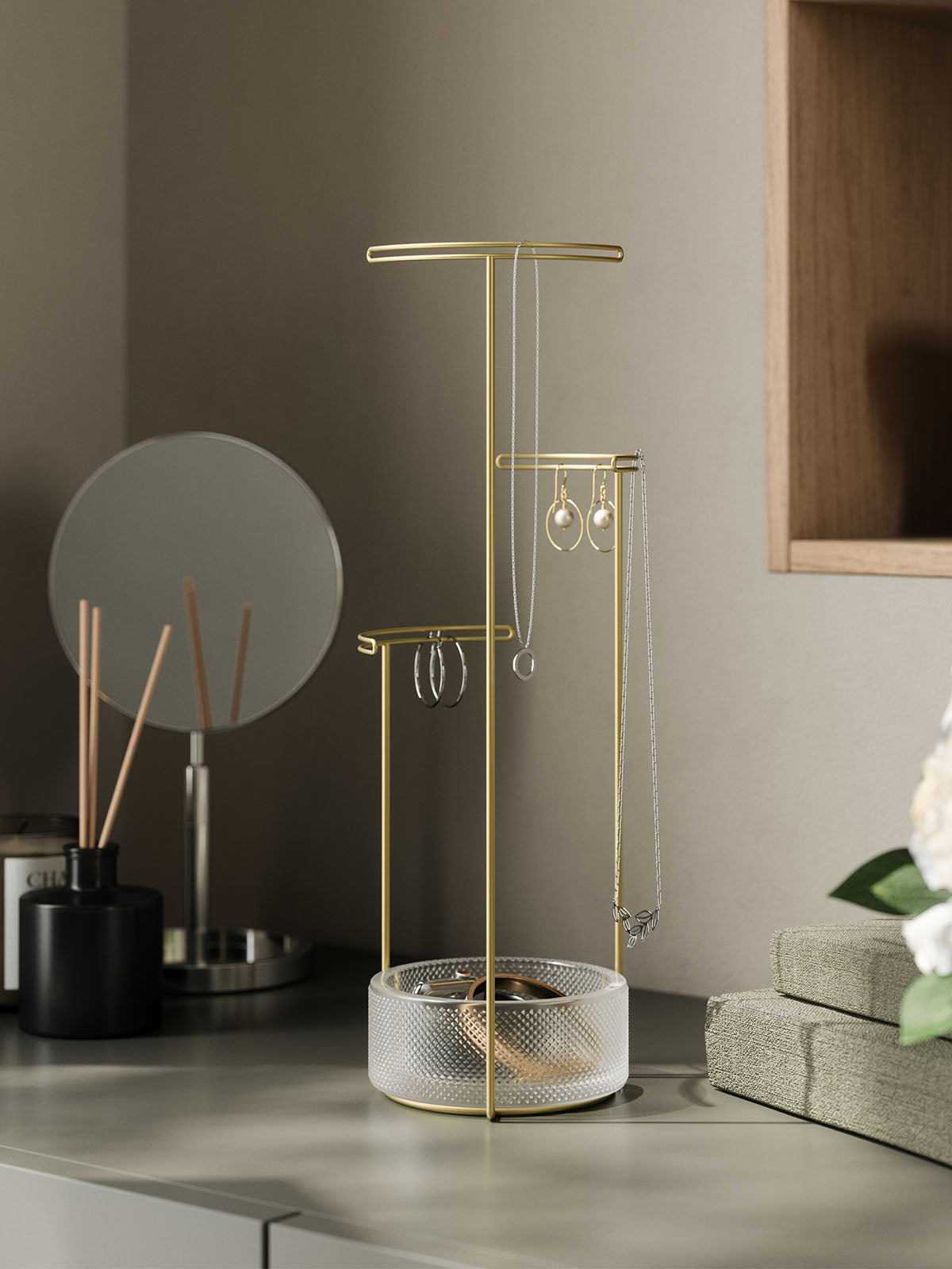 Umbra Tesora Jewelry Stand - Clear/Brass