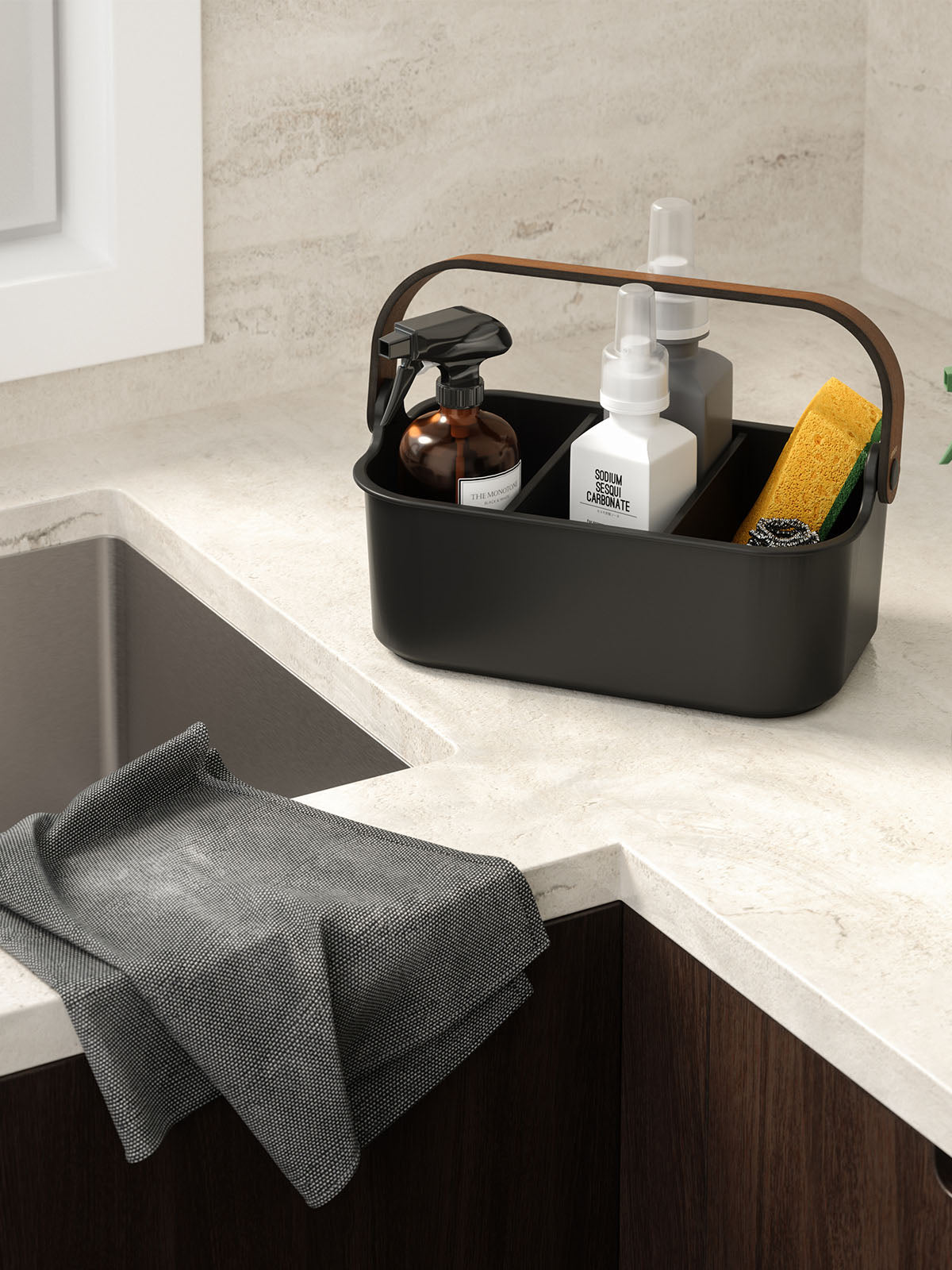 Umbra Bellwood Stackable Bin - Medium Black/Walnut