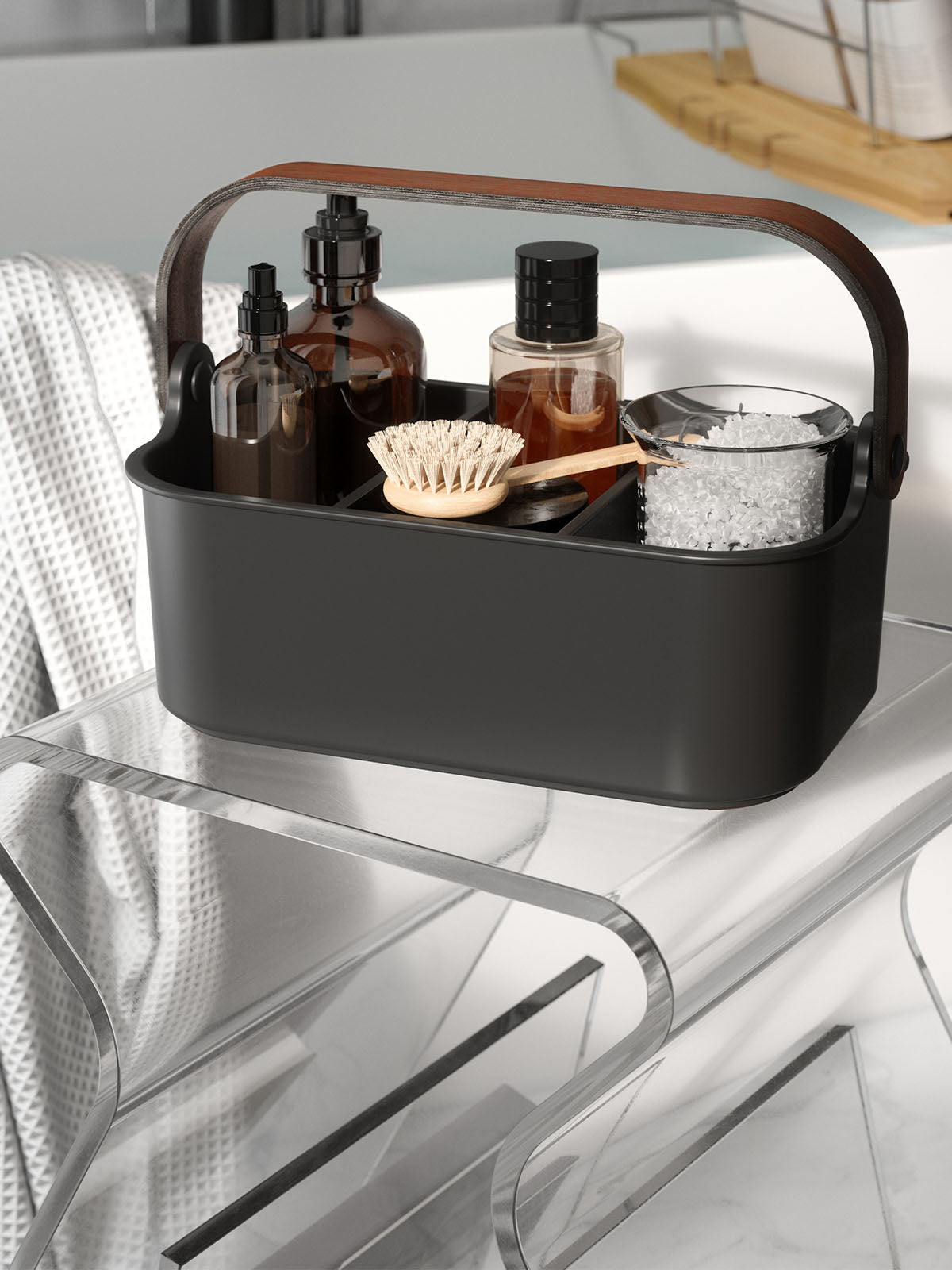 Umbra Bellwood Stackable Bin - Medium Black/Walnut