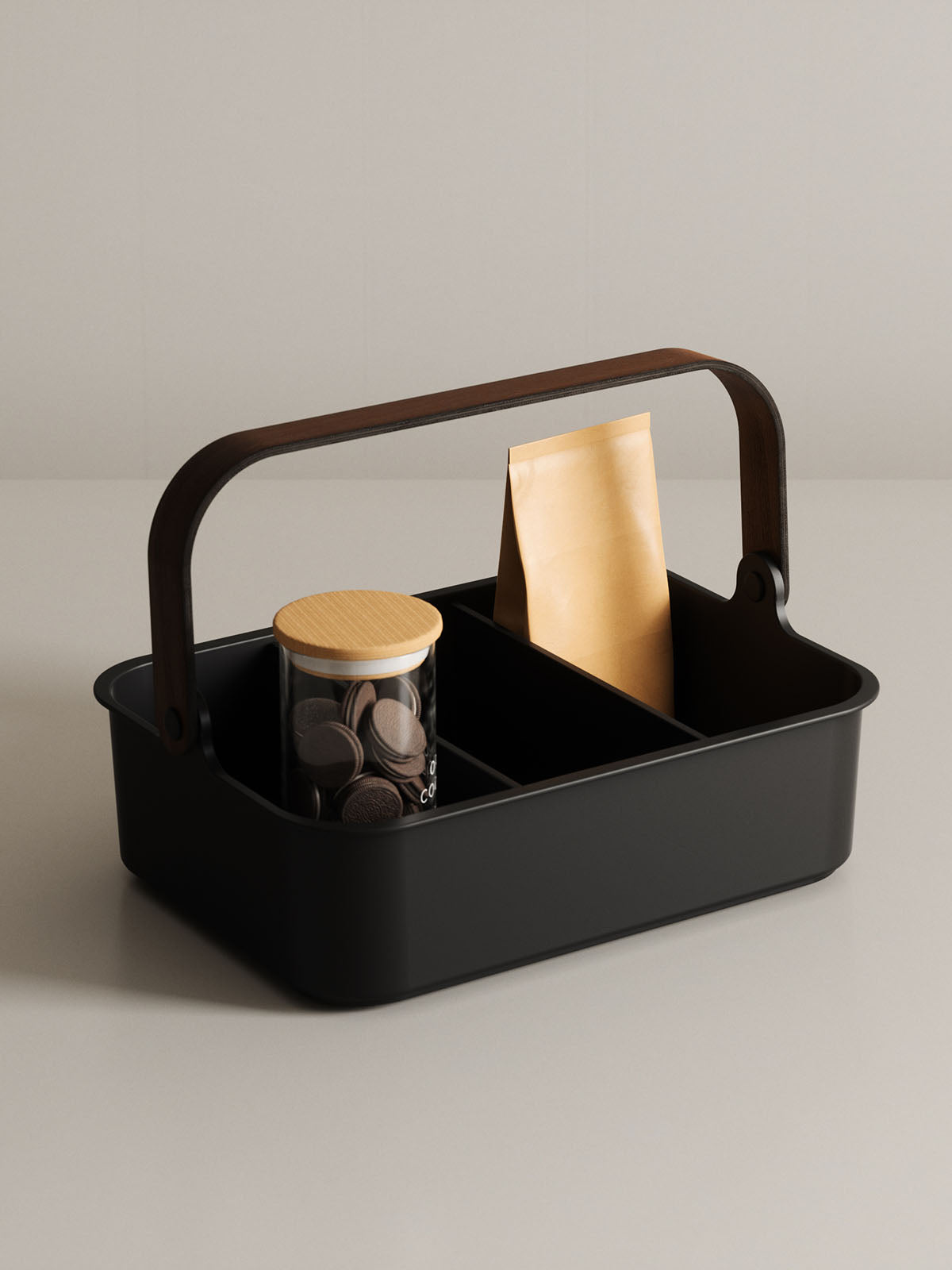 Umbra Bellwood Stackable Bin - Large Black/Walnut