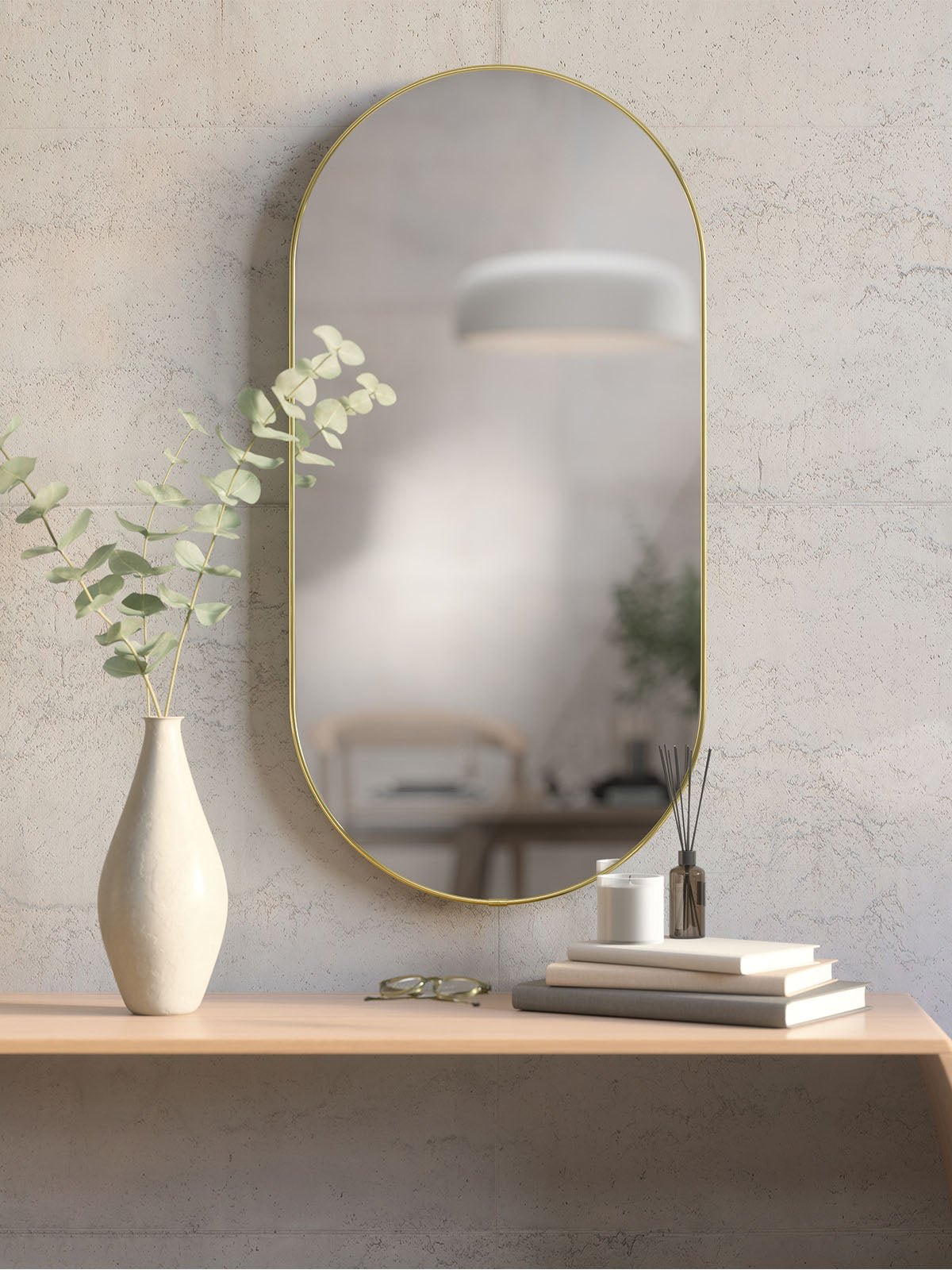 Umbra Hubba Pill Mirror (91 x 45cm) - Brass