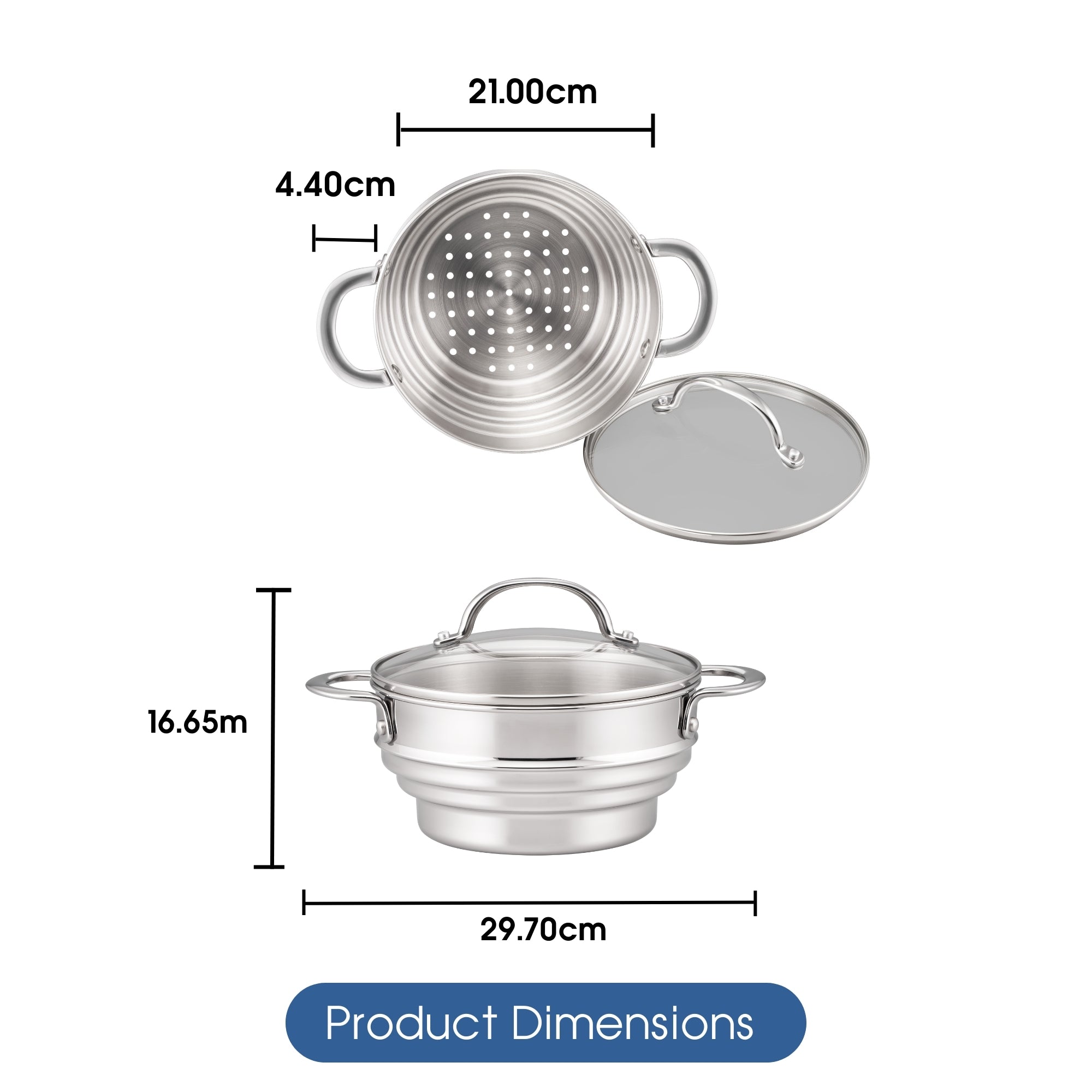 Raco Steel Essentials - 16/18/20cm Universal Steamer with Lid
