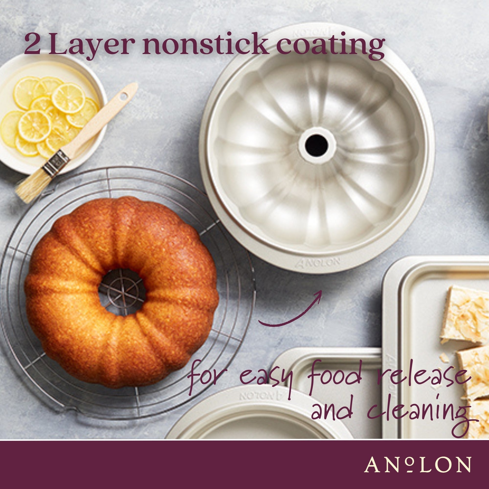  Anolon Ceramic Reinforced - 24cm Fluted Cake Ring Bakeware Anolon