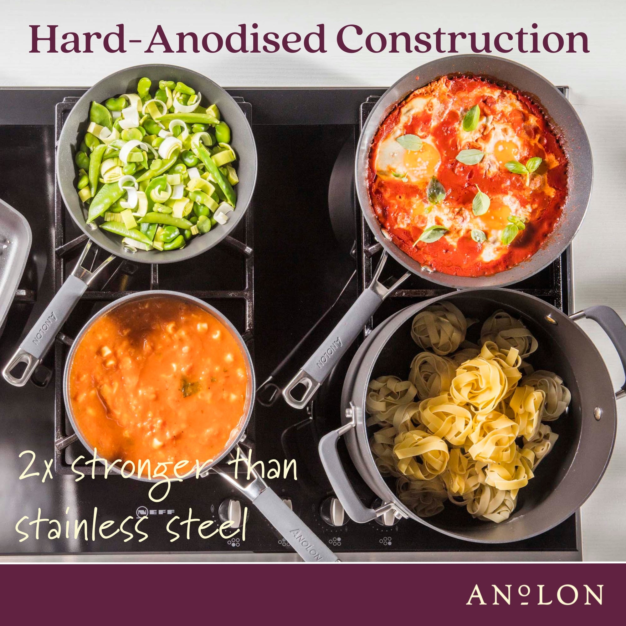  Anolon Endurance+ 20/24/28cm Skillet Triple Pack Cookware Anolon