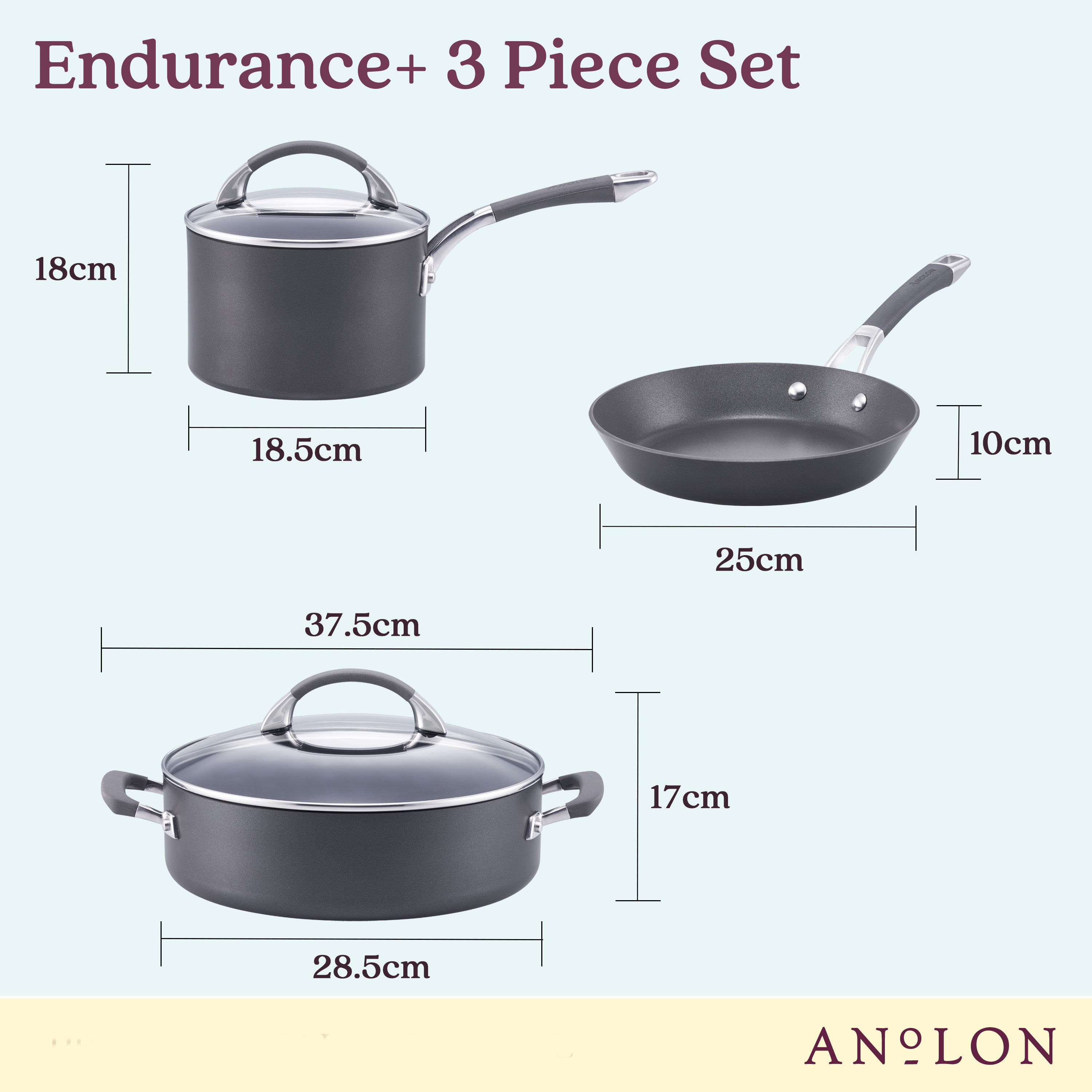  Anolon Endurance+ 3 Piece Cookware Set Cookware Anolon