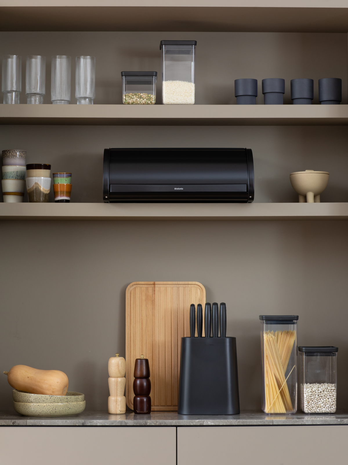 BRABANTIA Roll Top Bread Bin - Matt Black