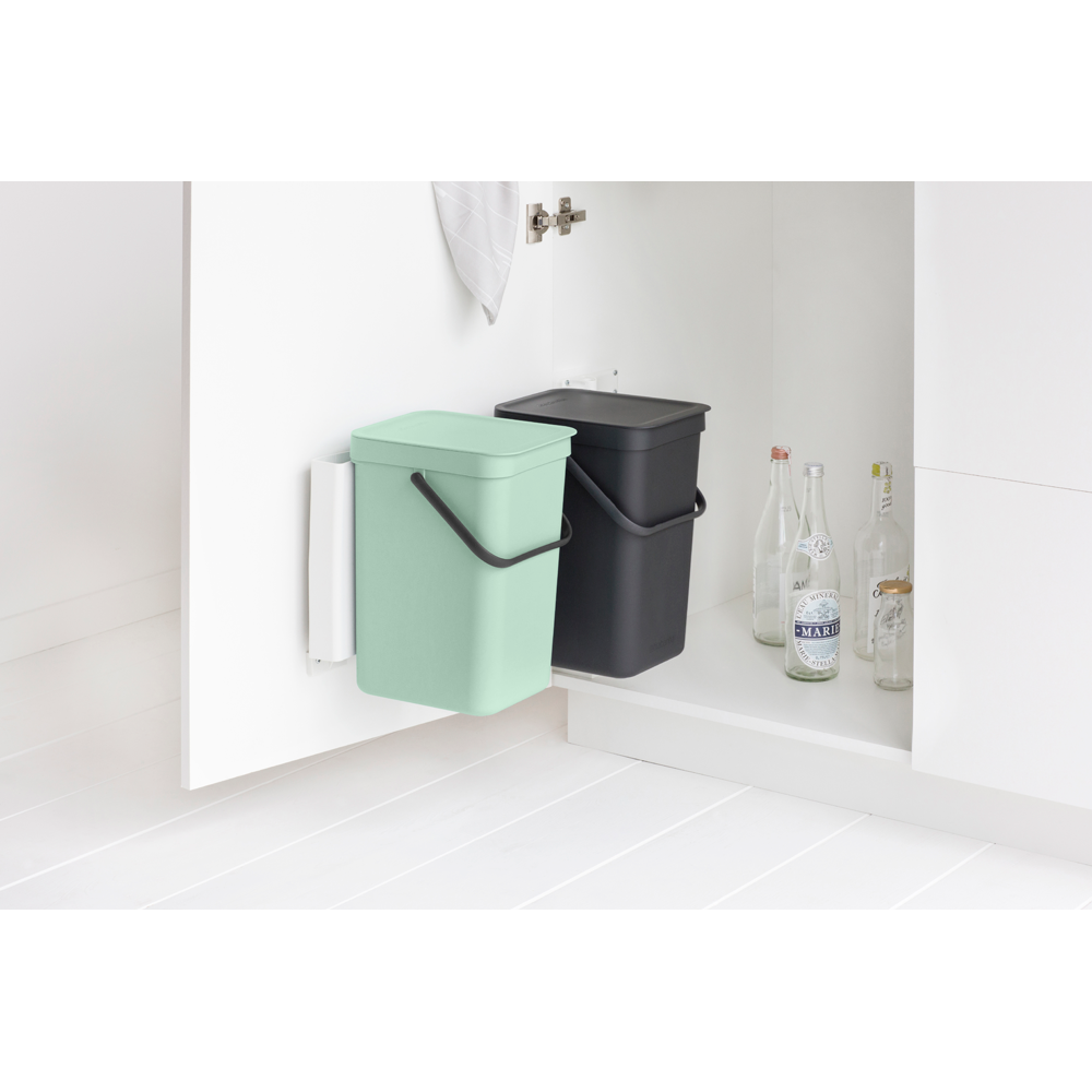 BRABANTIA Sort & Go Built In Bin 2 X 12L - Jade Green/Grey