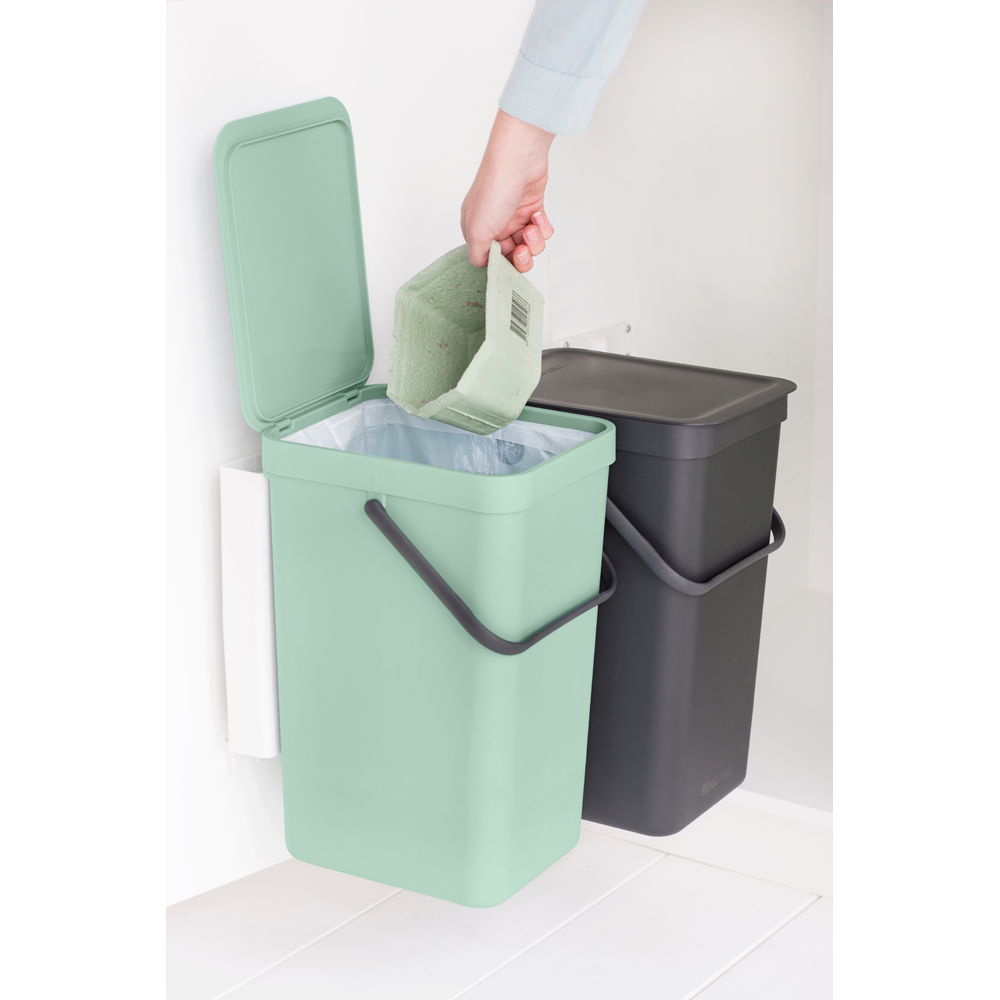 BRABANTIA Sort & Go Built In Bin 2 X 16L - Jade Green/Grey