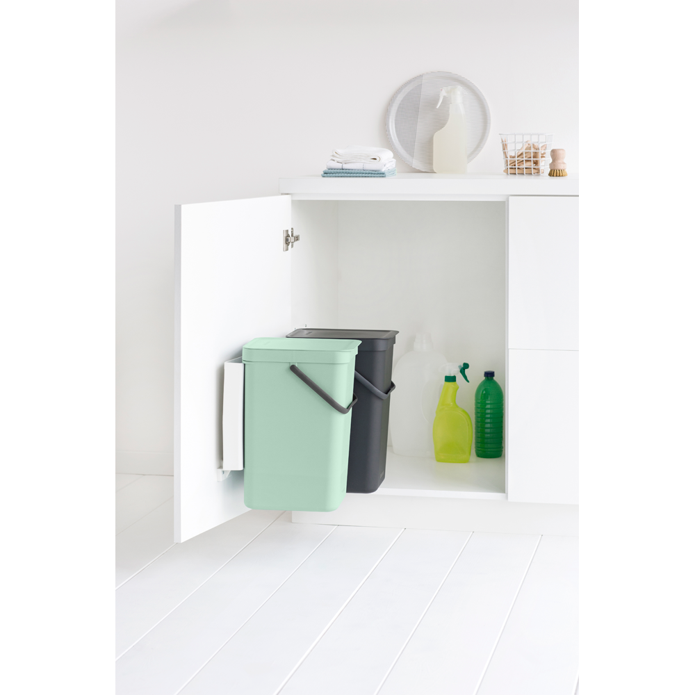 BRABANTIA Sort & Go Built In Bin 2 X 16L - Jade Green/Grey