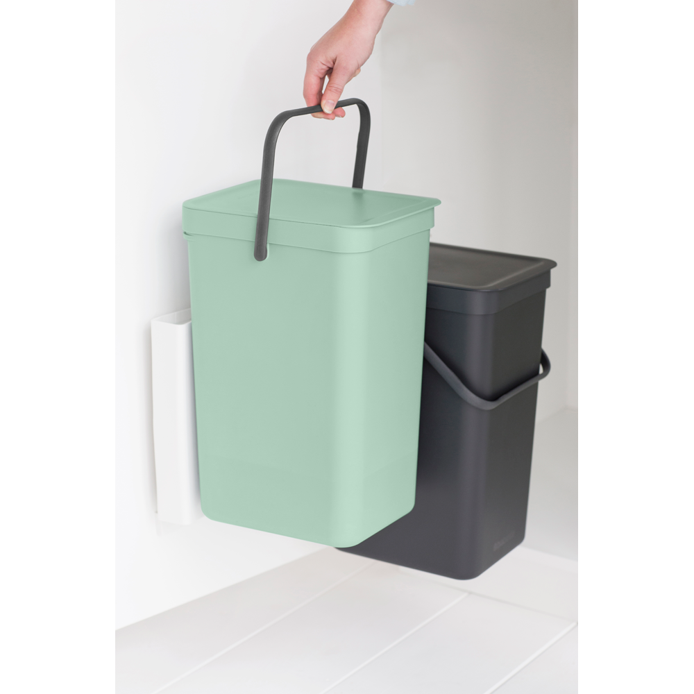 BRABANTIA Sort & Go Built In Bin 2 X 16L - Jade Green/Grey