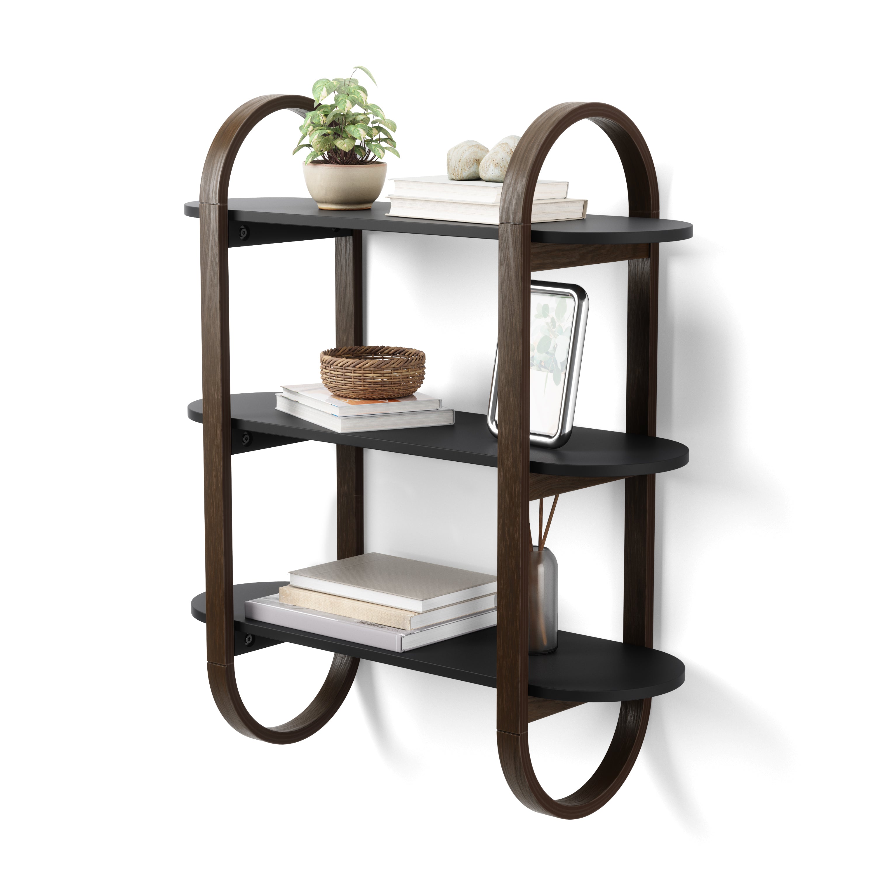  Bellwood Wall Shelf - Black/Walnut Wall Shelf UMBRA