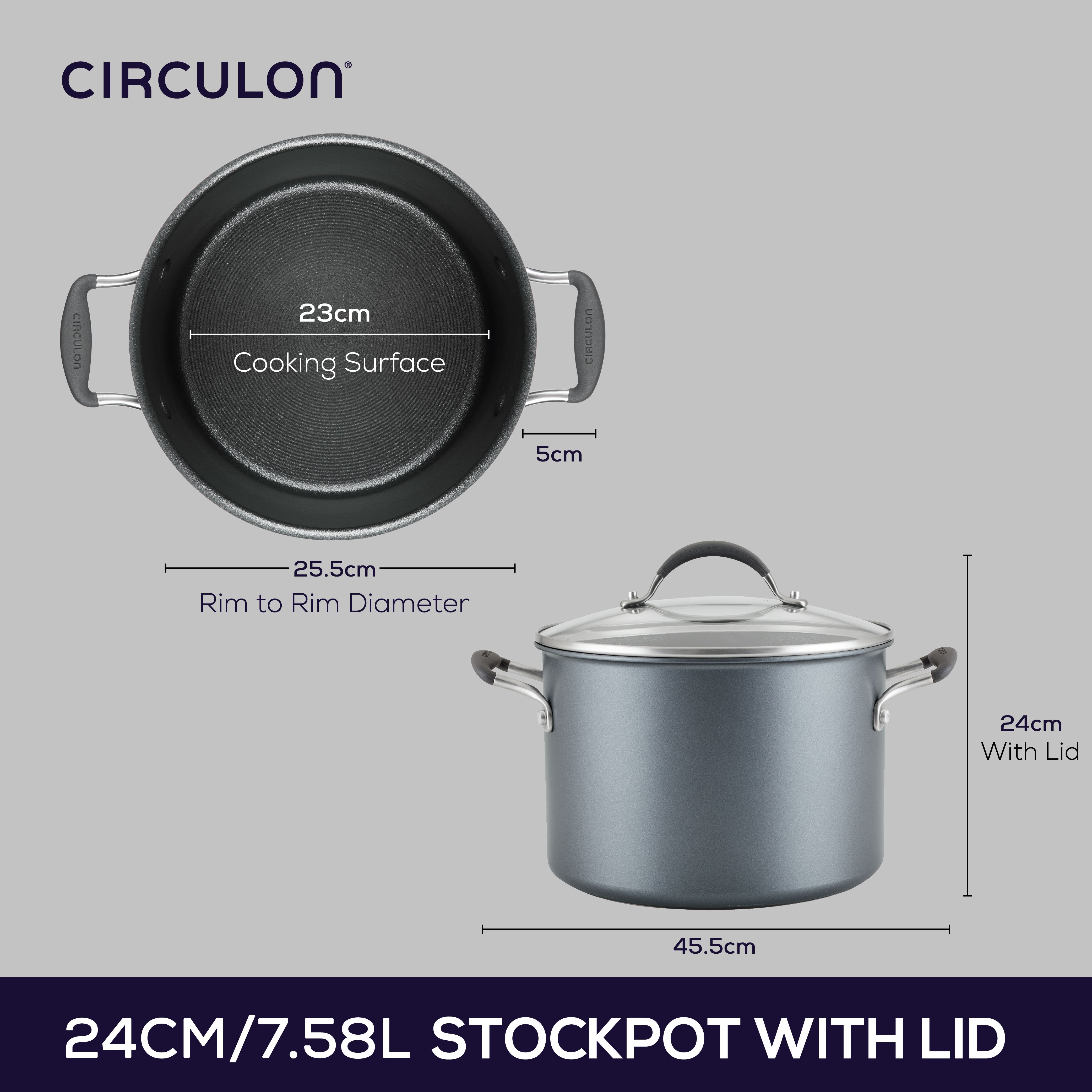  Circulon Scratchdefense A1 - 24cm/7.6L Covered Stockpot Cookware Circulon