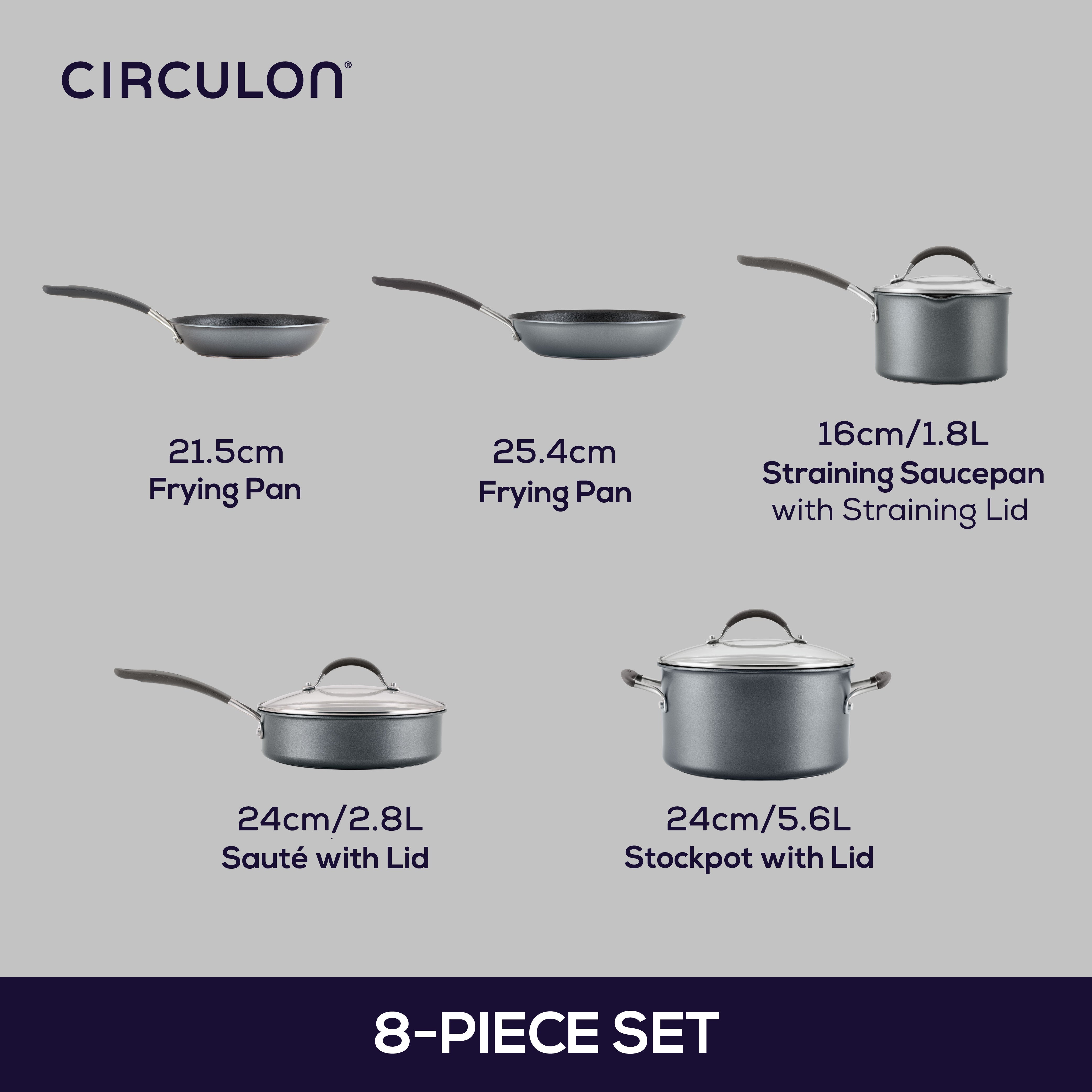  Circulon Scratchdefense A1 - 8 Piece Cookware Set Cookware Circulon