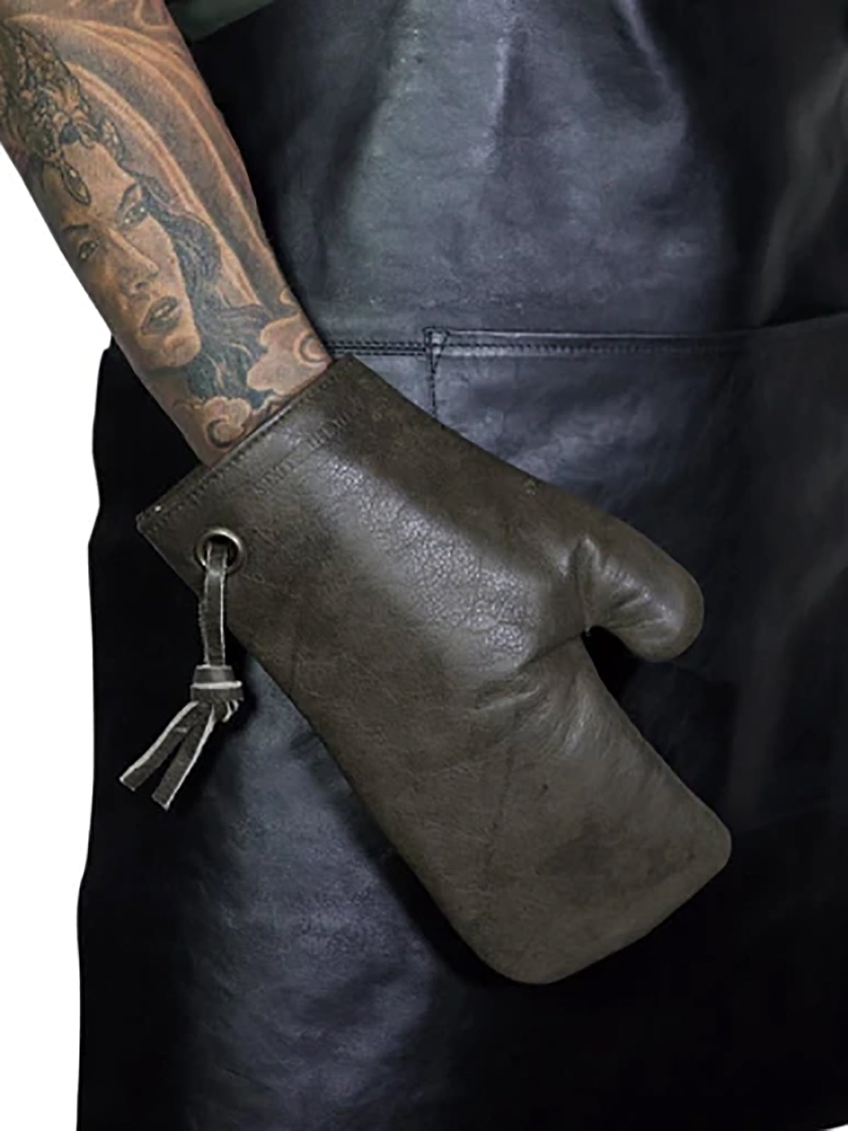 DUTCH DELUXES Leather Oven Glove - Vintage Grey