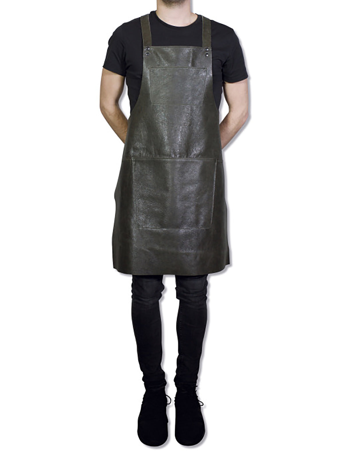 DUTCH DELUXES Leather Suspender Apron - Vintage Grey