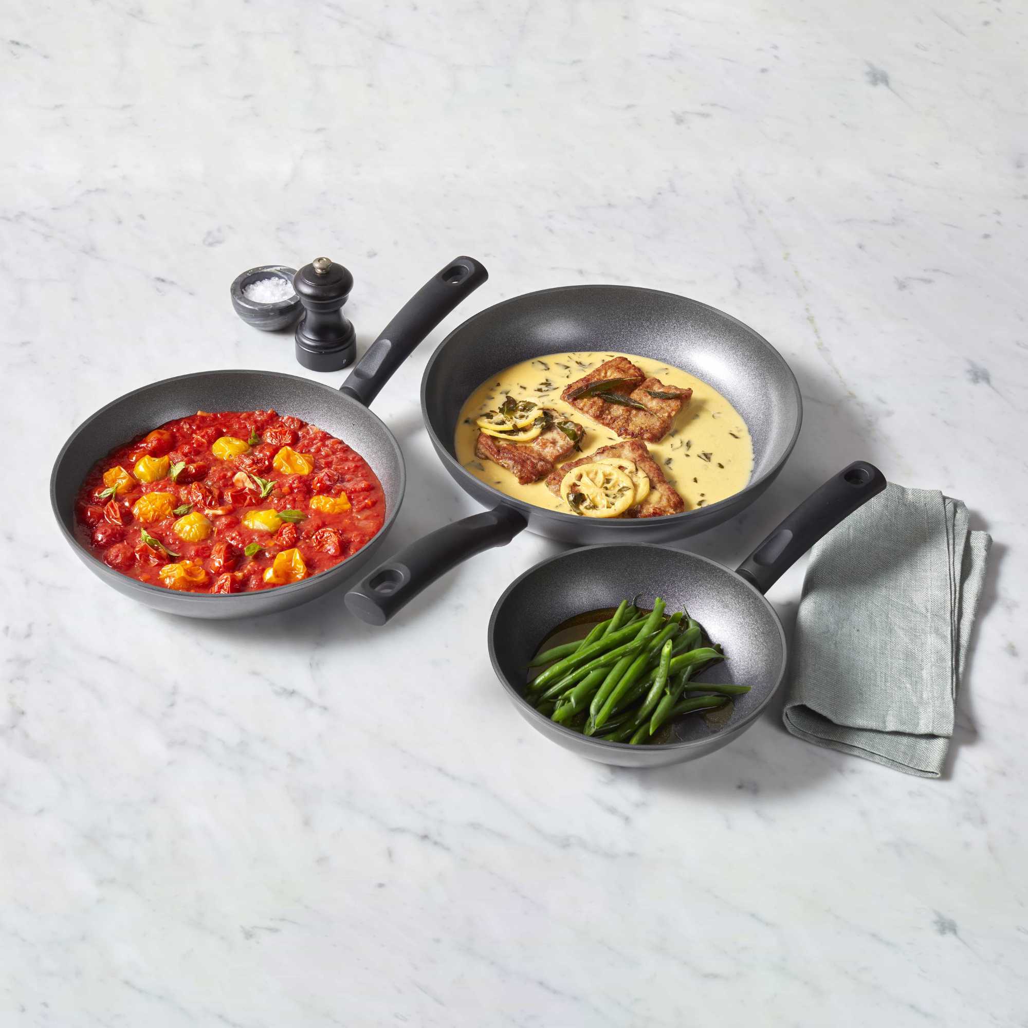 Essteele Per Benessere Ceramic Nonstick Induction Triple Open French Skillet Pack - 20/26/30cm