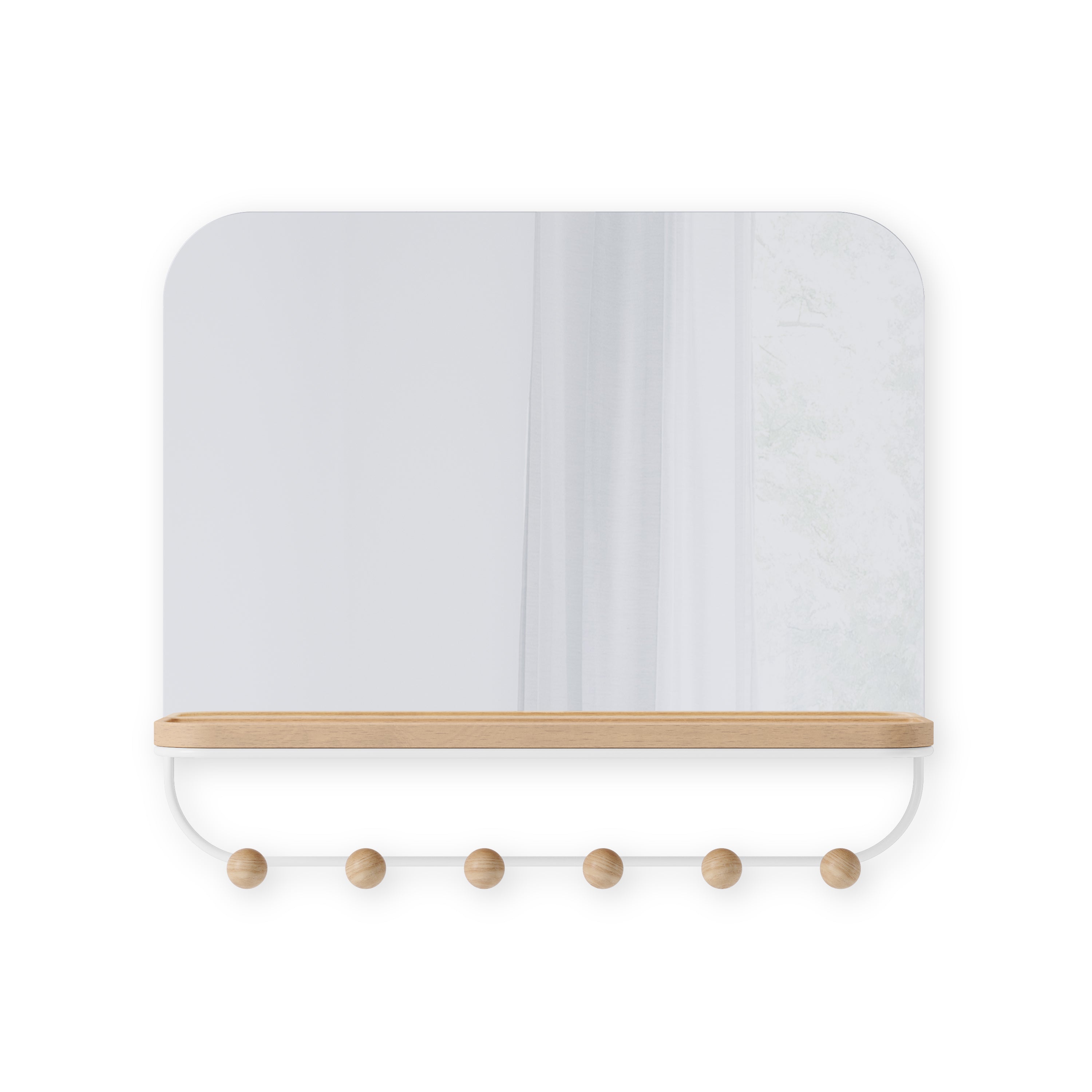  Estique Mirror W/ Hooks - White Mirror UMBRA