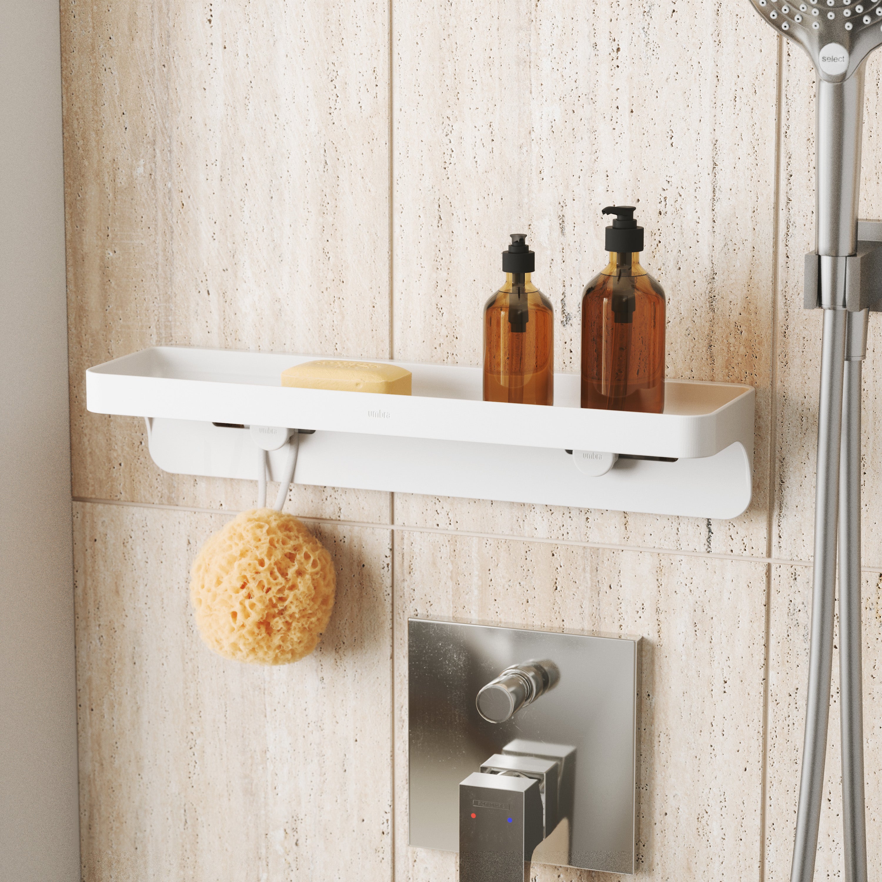  Flex Adhesive Shelf - White Shower Storage UMBRA