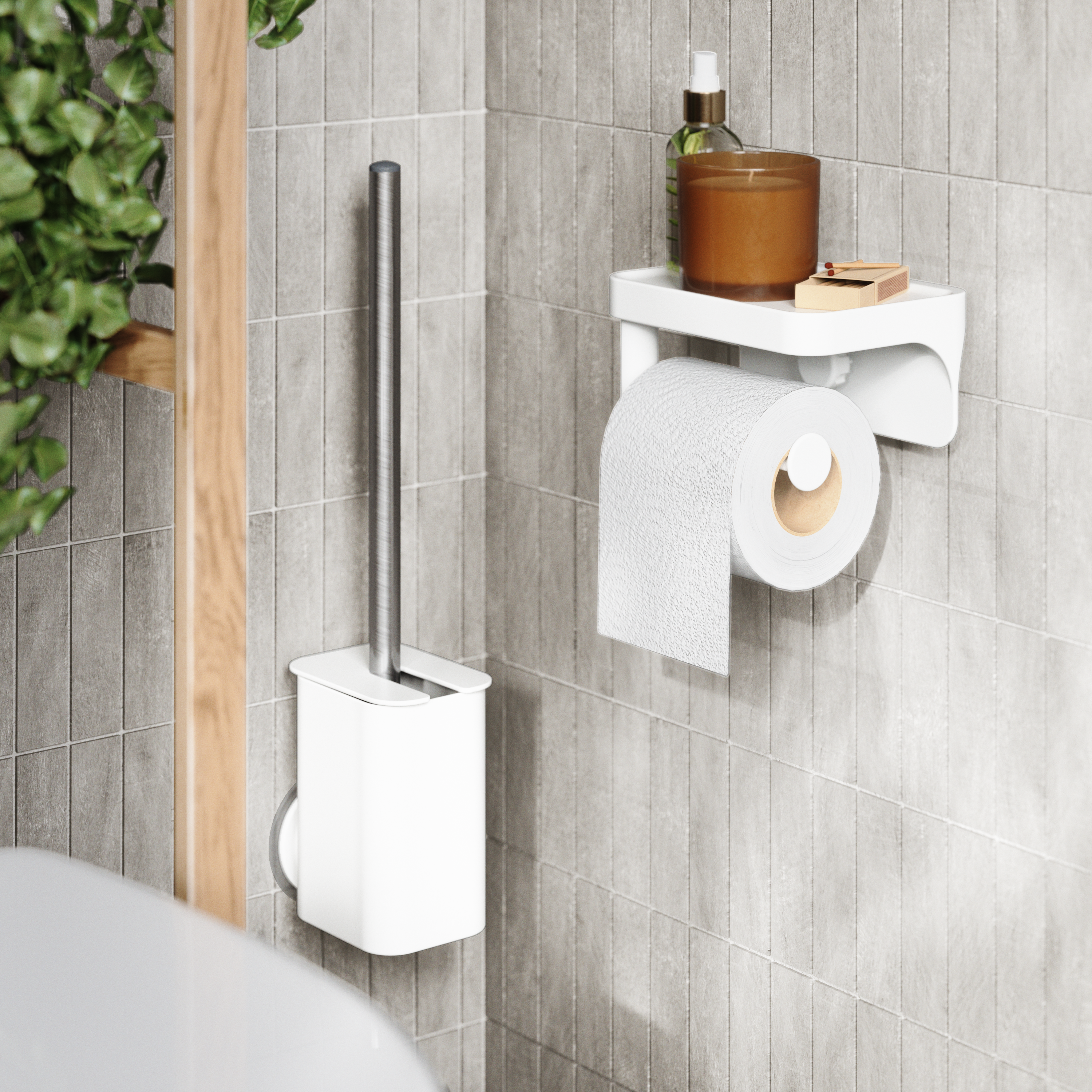  Flex Adhesive Toilet Brush - White Shower Storage UMBRA