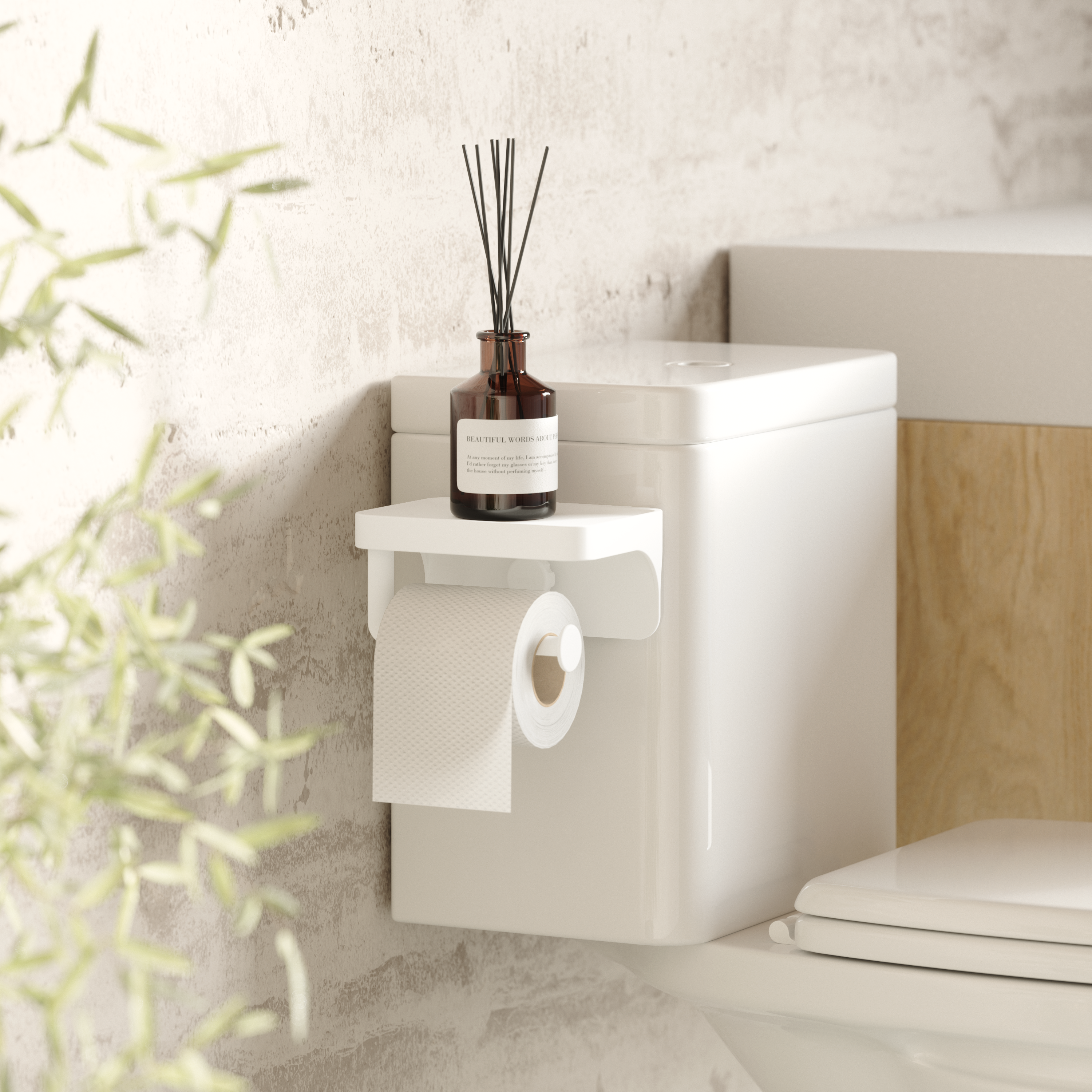  Flex Adhesive Toilet Paper Holder & Shelf - White Shower Storage UMBRA