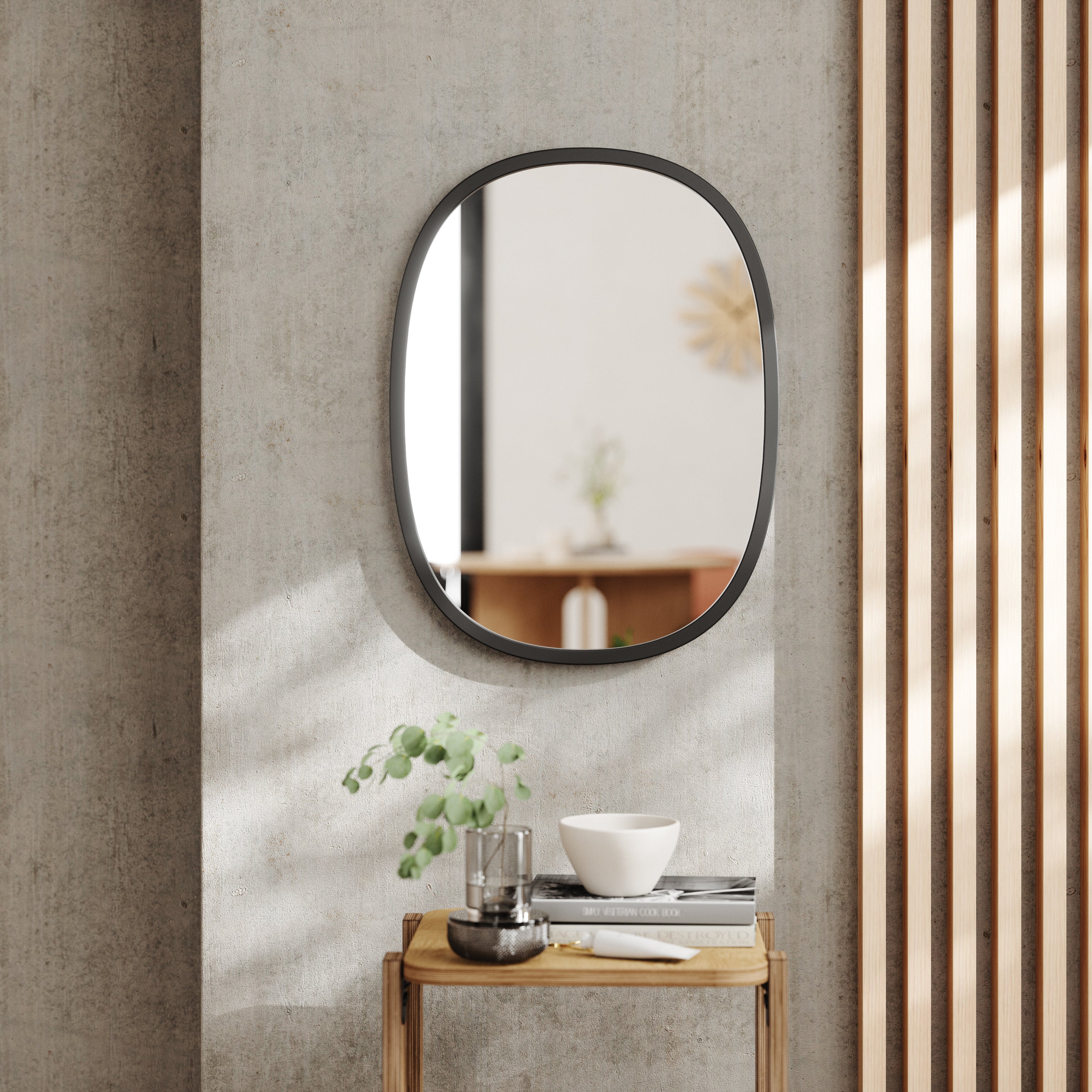  Hub Oval Mirror 45 x 61cm - Black Mirror UMBRA