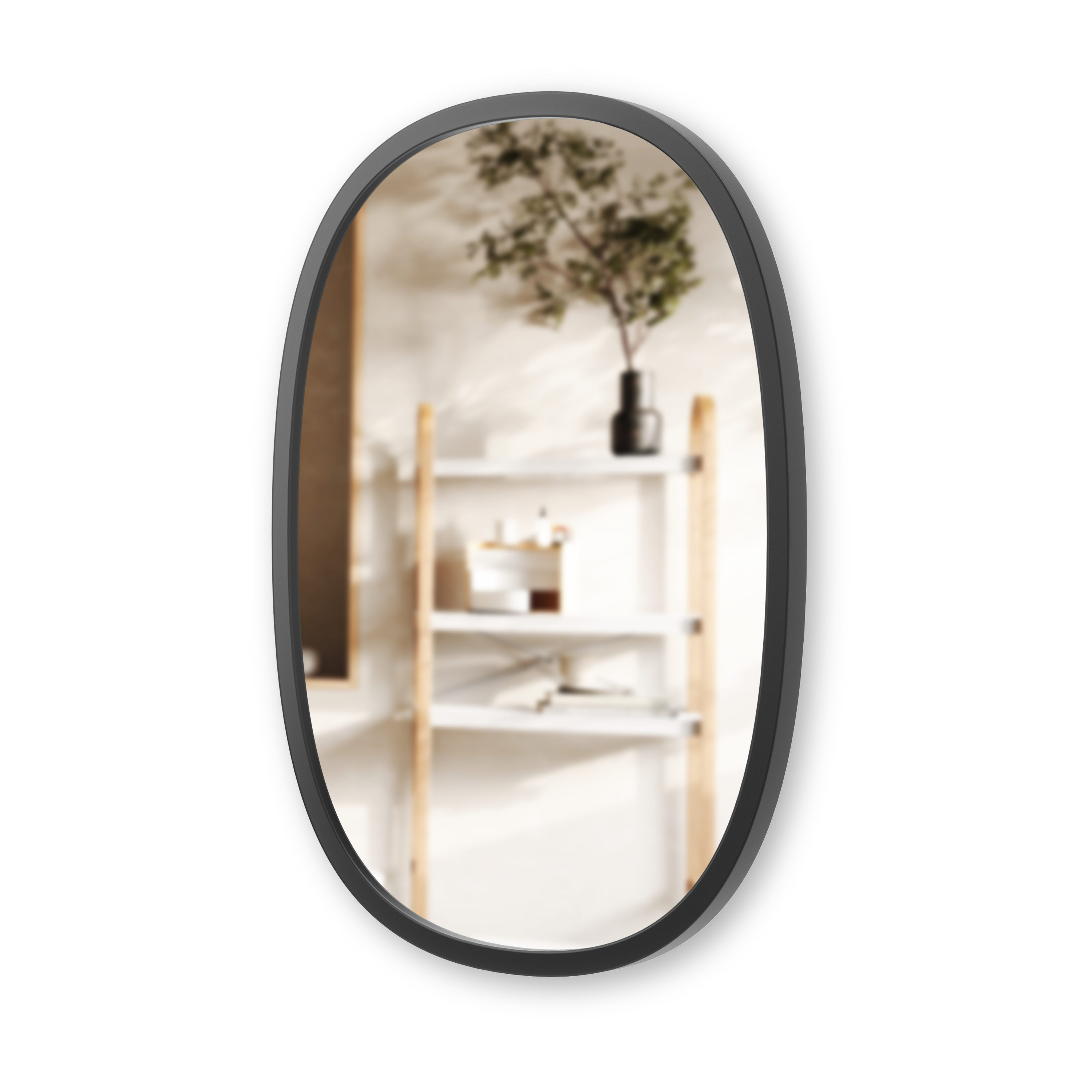  Hub Oval Mirror 45 x 61cm - Black Mirror UMBRA