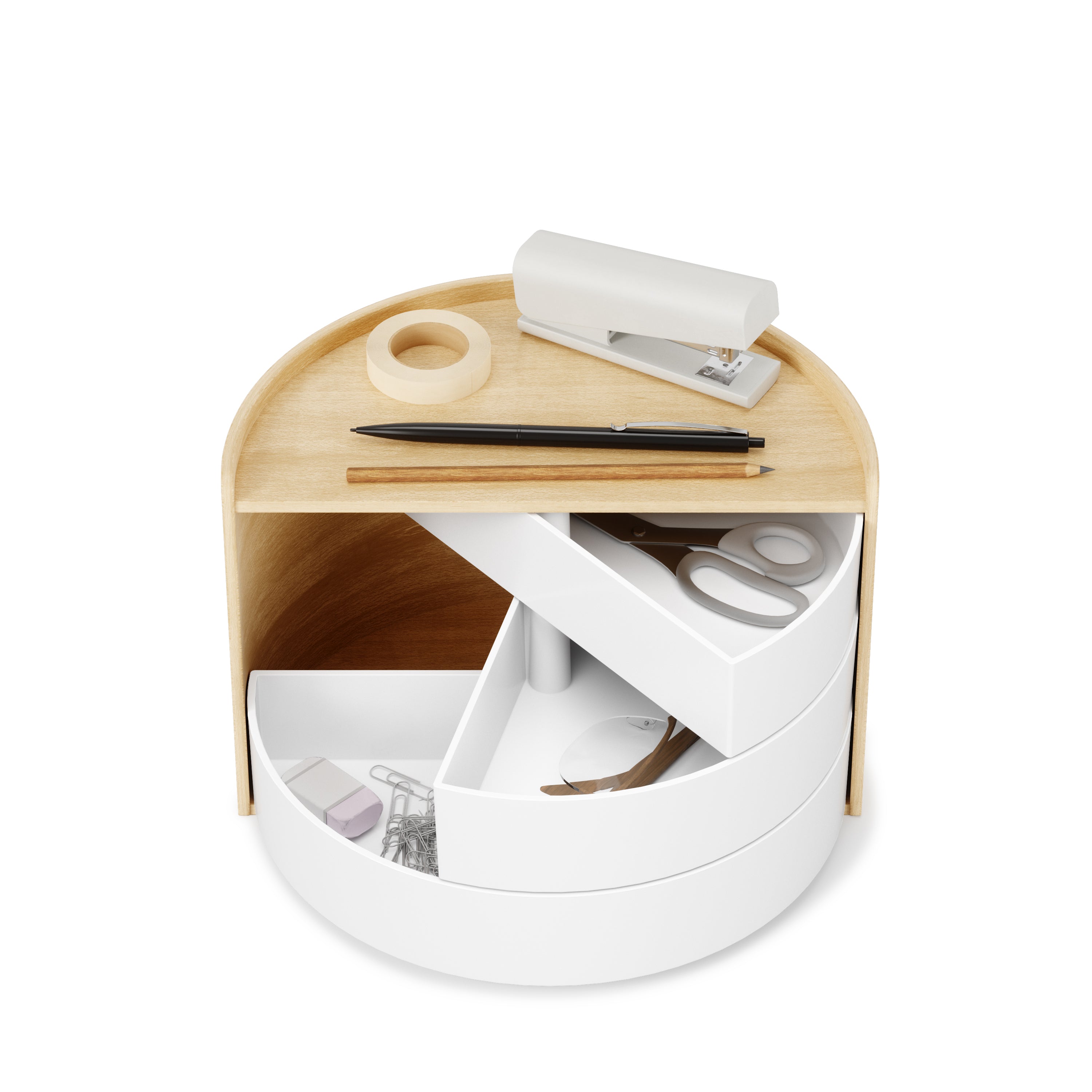  Moona Storage Box - White/Natural Jewelry Storage UMBRA