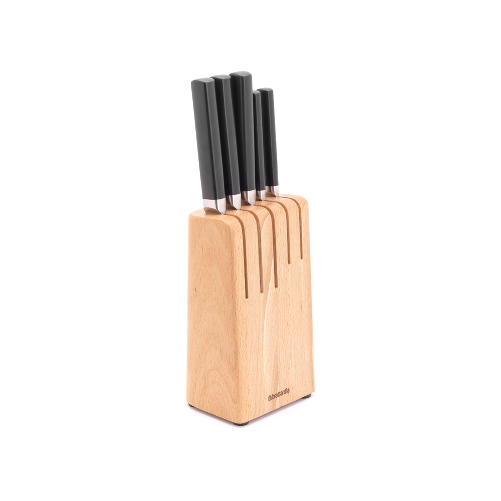 WOODEN KNIFE BLOCK PLUS KNIVES, C+