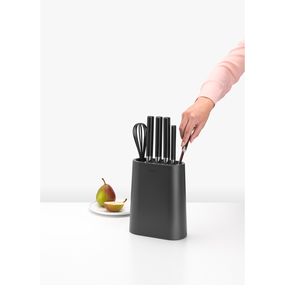 Knife Block with Utensil Holder - Dark Grey