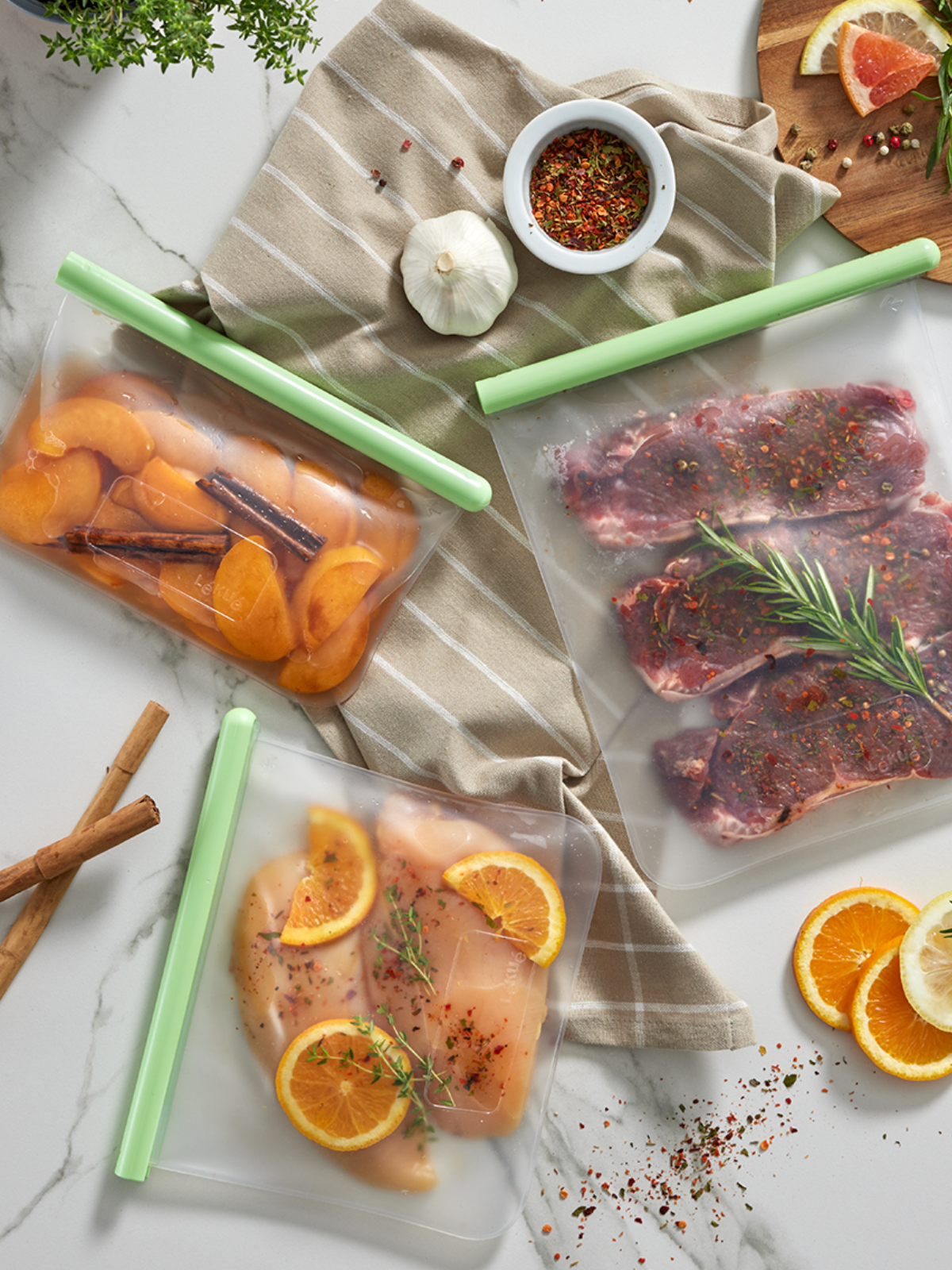 Lekue Reusable Flat Silicone Bags - Set of 3