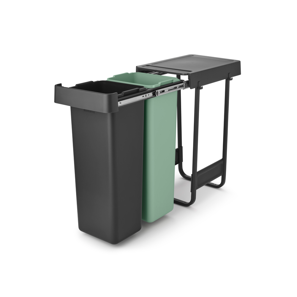 Brabantia Sort & Go Built in Bin - 2 x 30L Dark Grey & Jade Green