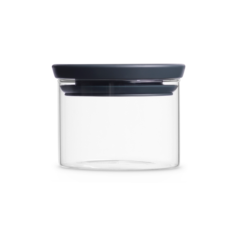 STACKABLE GLASS JAR, 0.3L, w/DARK GREY LID