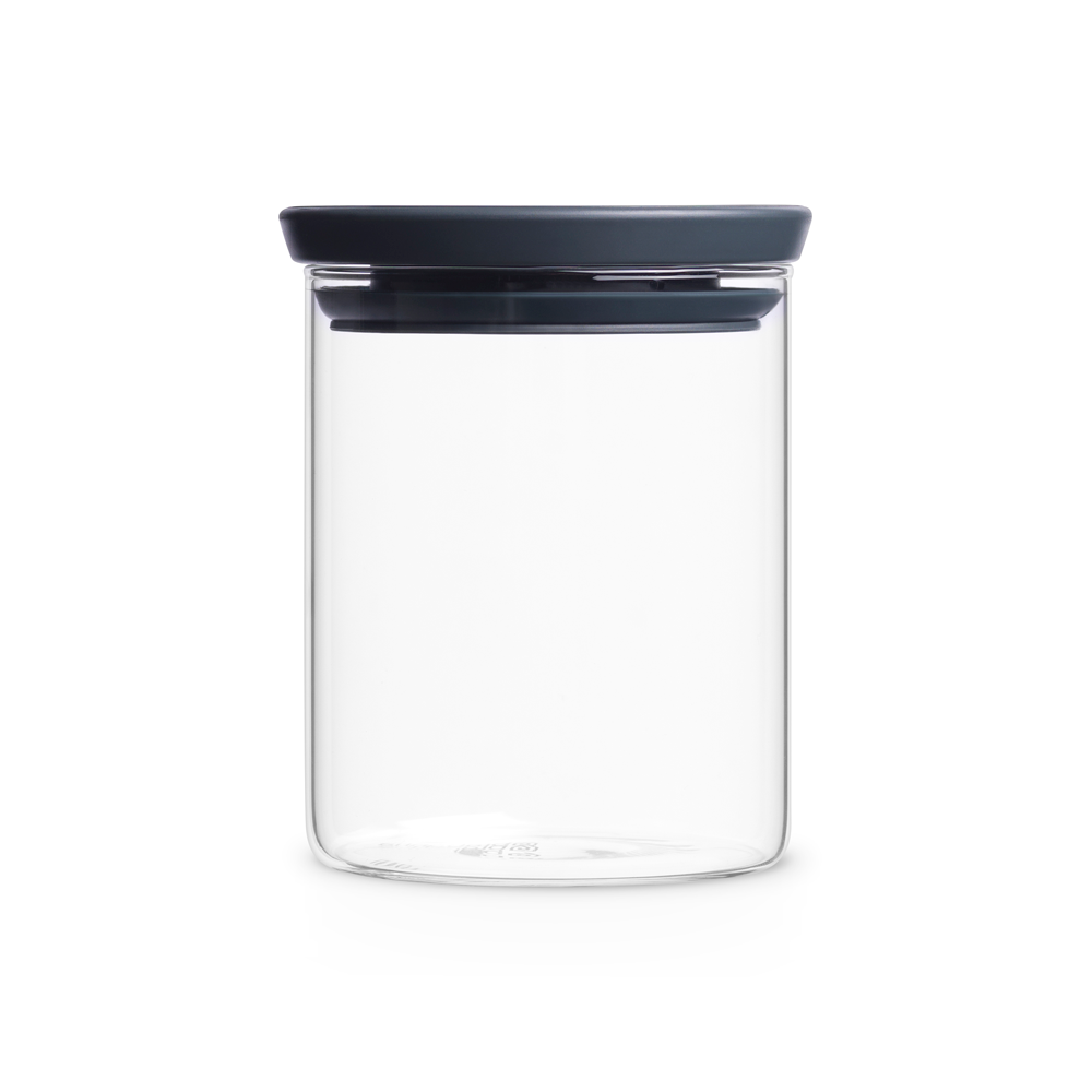 STACKABLE GLASS JAR, 0.7L, w/DARK GREY LID