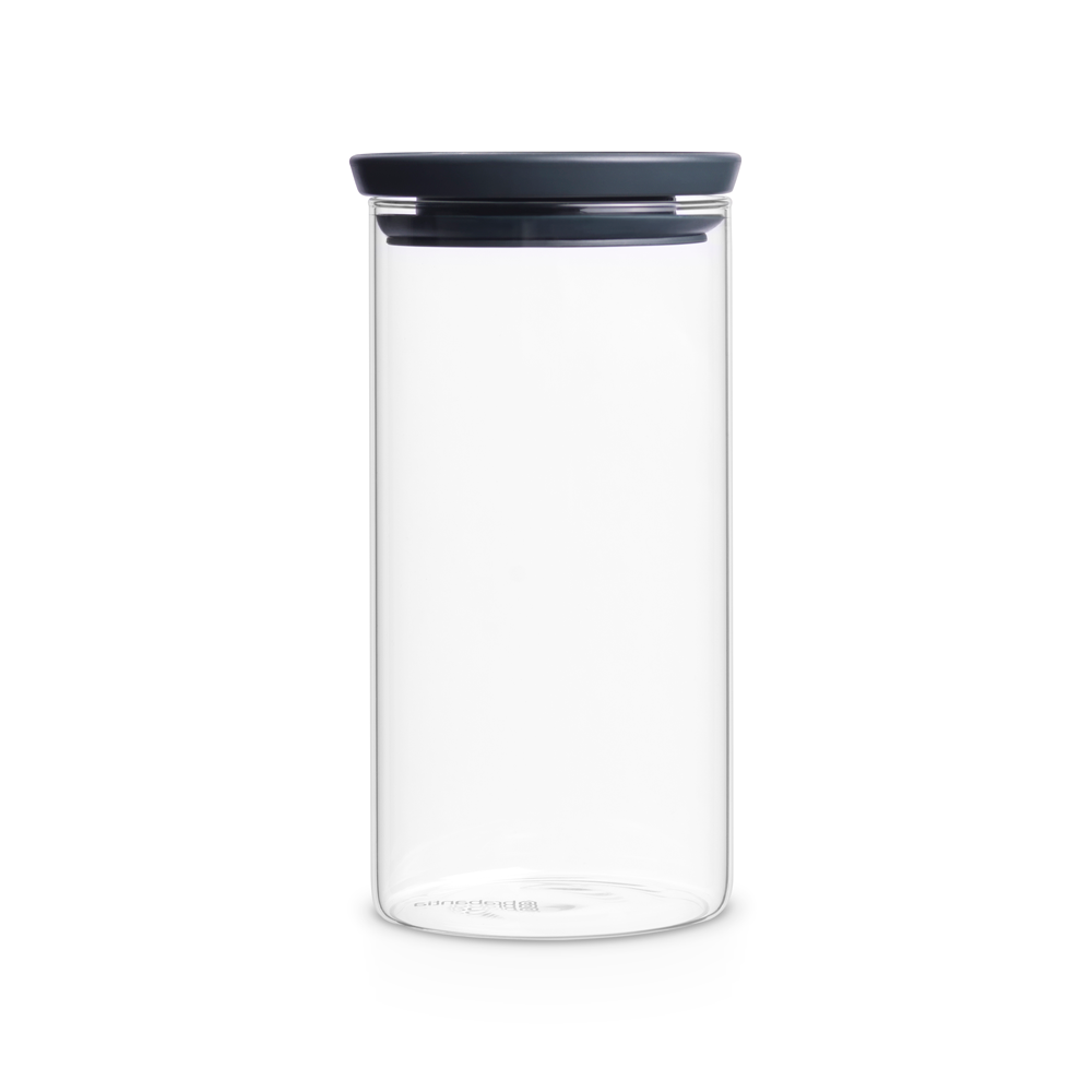 STACKABLE GLASS JAR, 1.1L, w/DARK GREY LID